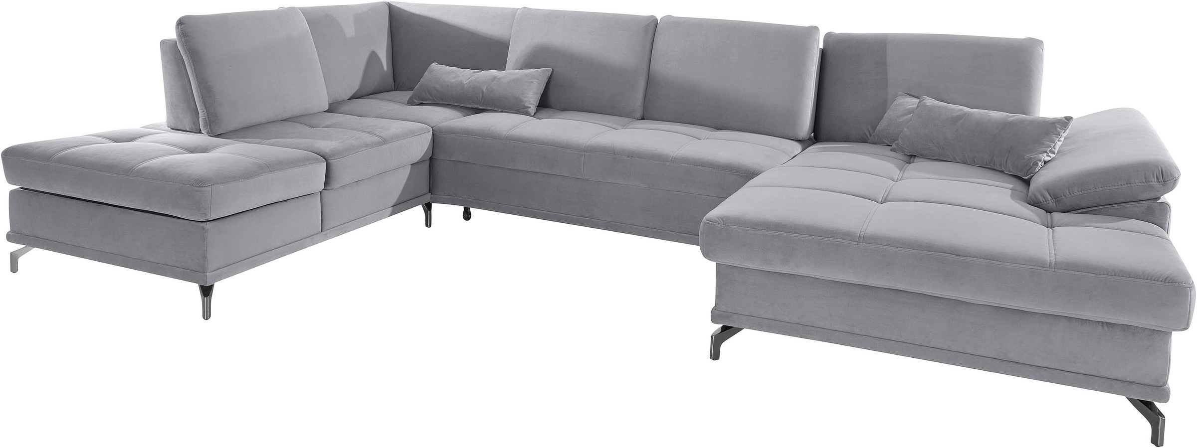 Places of Style Wohnlandschaft »Costello U-Form, mit Sitztiefenverstellung, Armteilverstellung und«, 3 Nierenkissen, optional Bettfunktion und Bettkasten