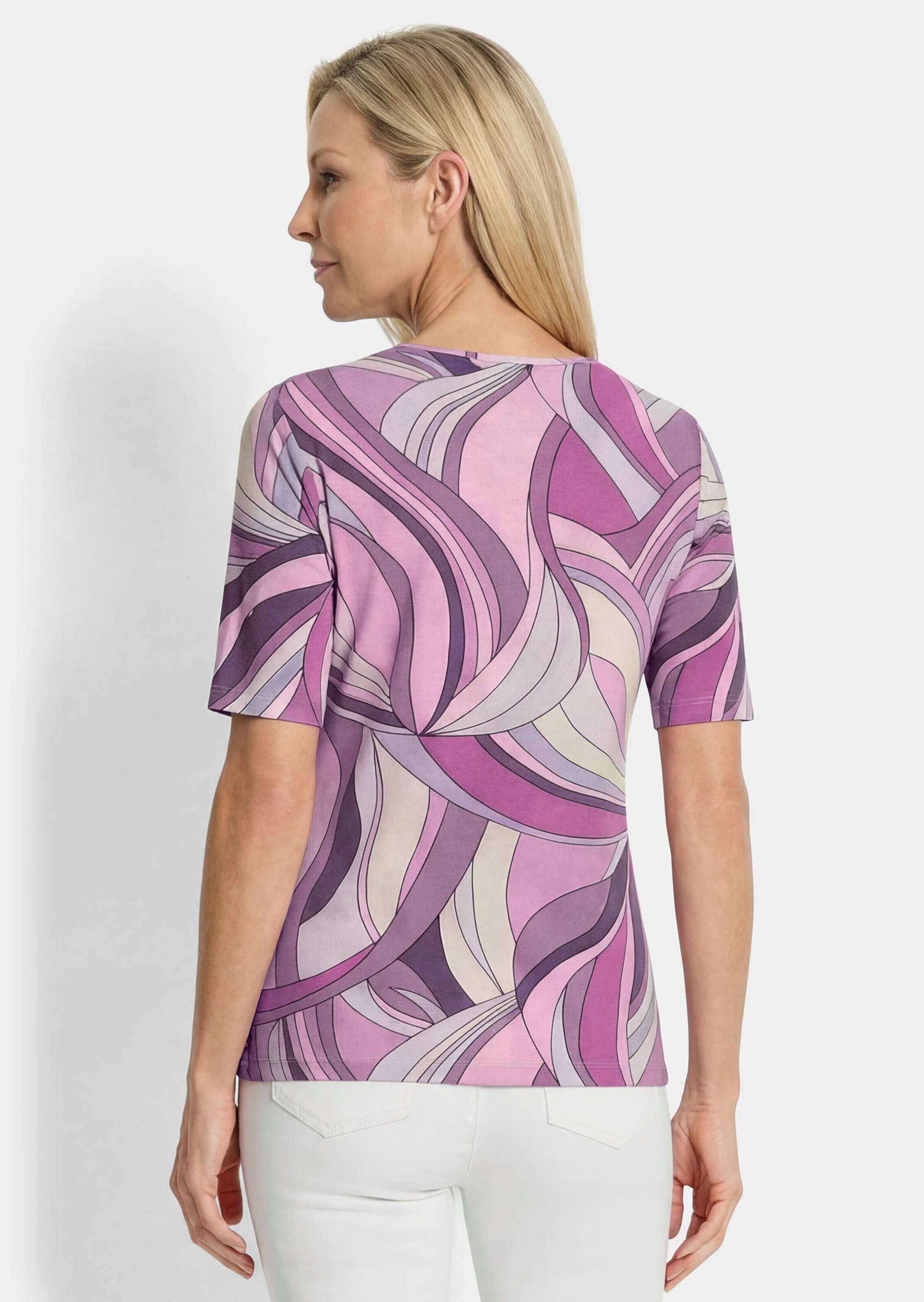 GOLDNER Kurzarmshirt »Viskoseshirt mit kunstvollem All-over-Print« stretchbequemer Jersey