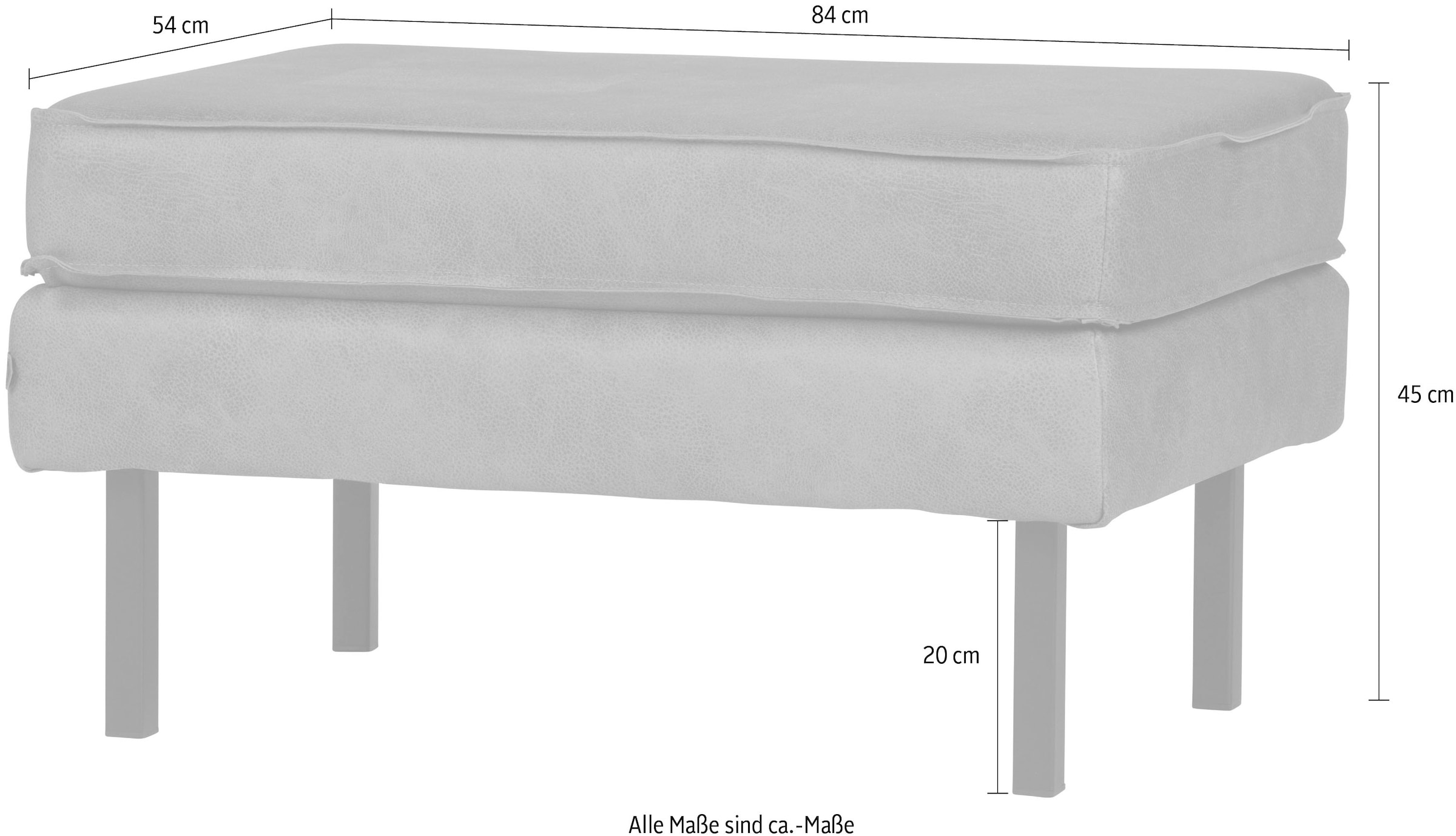 WOOOD Fußhocker »Rodeo mit Kunstleder-Kombination und Metallgestell B84 x T54 x H45 cm« Hohe Verschleißfestigkeit, Tragkraft 100 kg, einfach zu montieren