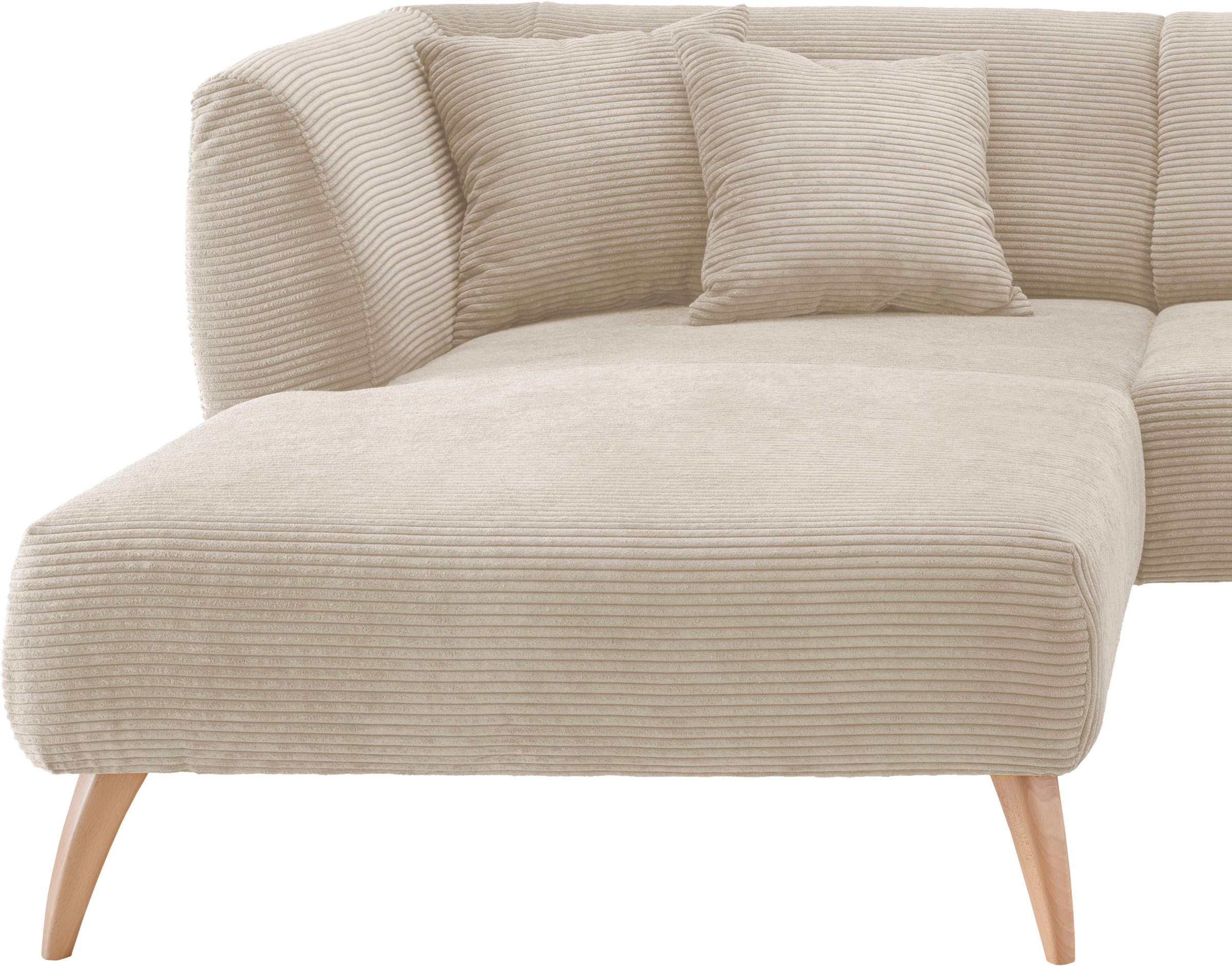 INOSIGN Ecksofa »Colori L-Form«, Holzfußfarbe wählbar, inkl. 4x Zierkissen