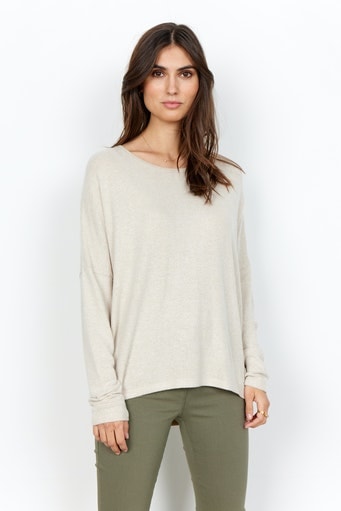 soyaconcept Rundhalsshirt »SC-BIARA 1« bequemer Pullover, elastische Viskose-Qualität in melierter Optik