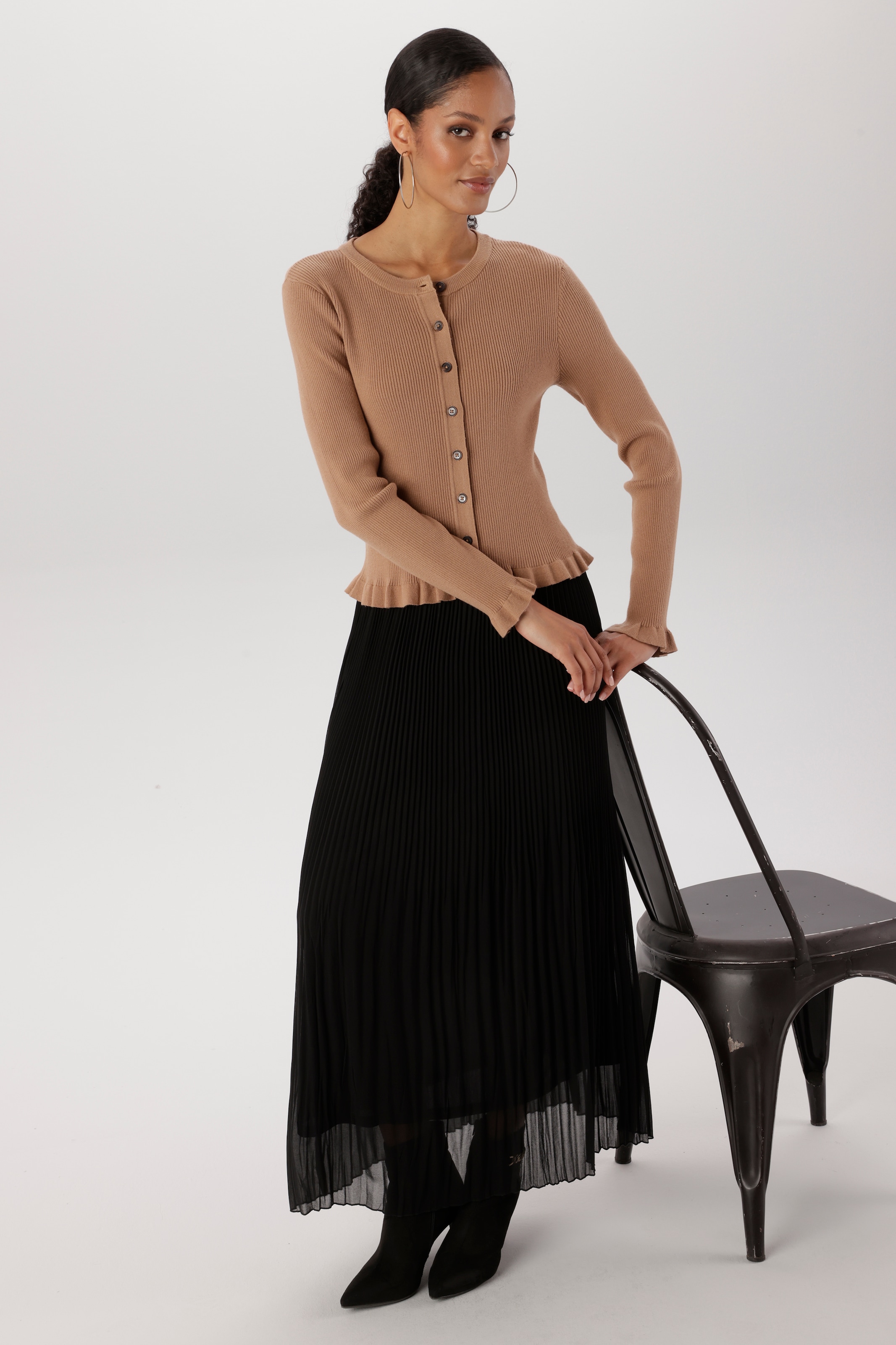 Aniston SELECTED Plisseerock plissierter, leicht transparenter Chiffon, gefüttert - NEUE KOLLEKTION