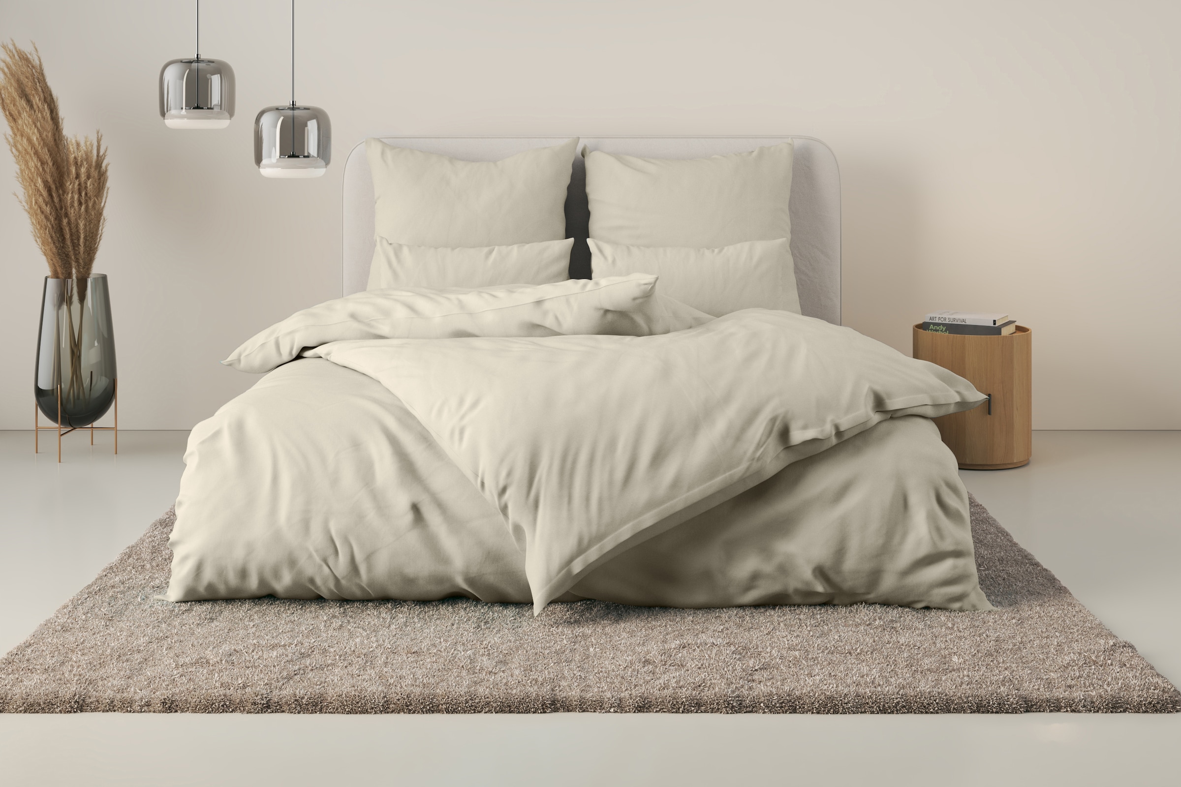 Home Affaire Bettwäsche »Luisa« 2 Stk. tlg. NEUHEIT: 100% Baumwolle in beige, Größe B/L: 80 cm x 80 cm