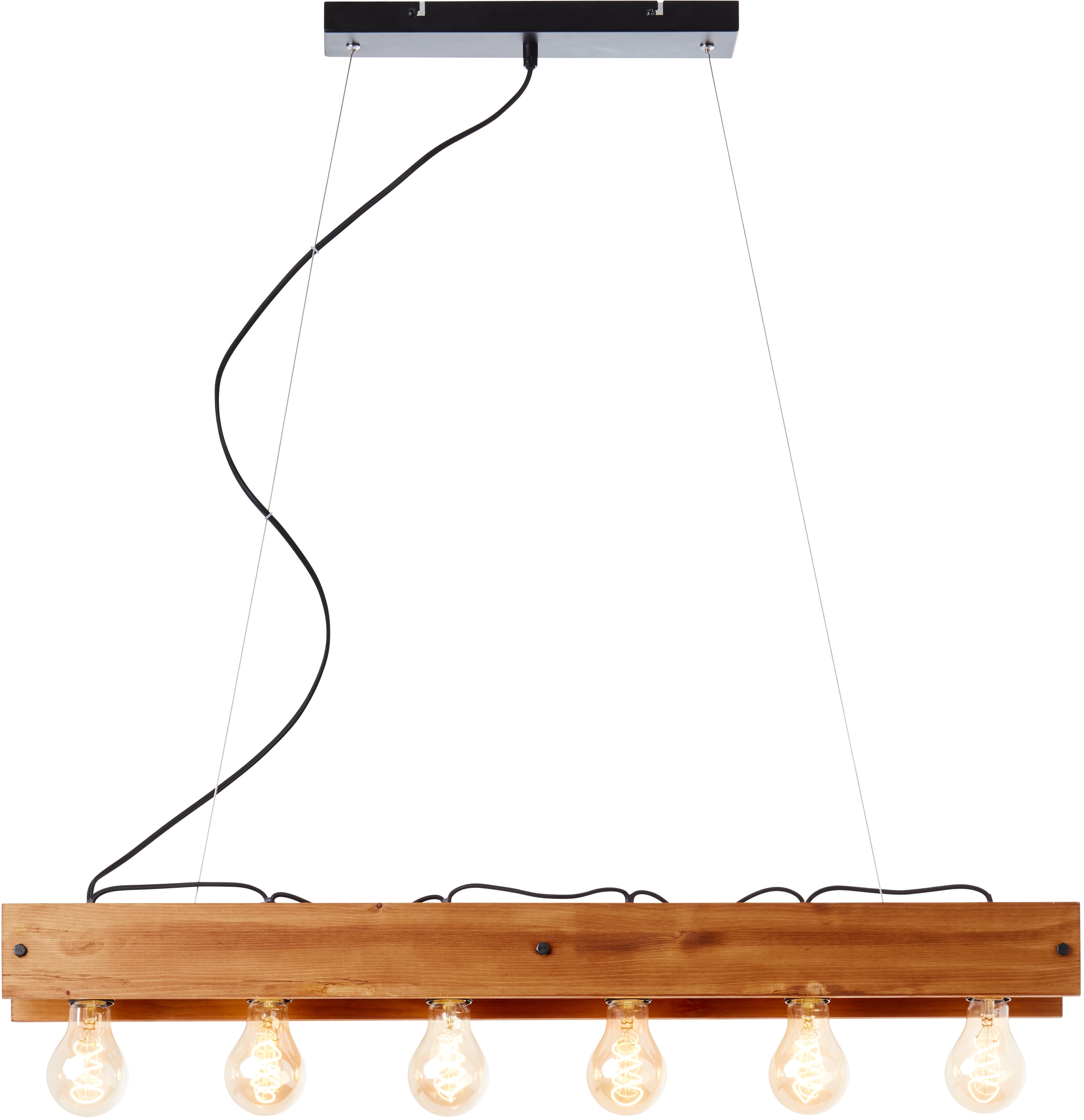 Brilliant Leuchten Pendelleuchte »Calandra«, 6 flammig-flammig, 150 cm Höhe,  90 cm Breite, 6 x E27, Metall/Holz, schwarz/holz im OTTO Online Shop
