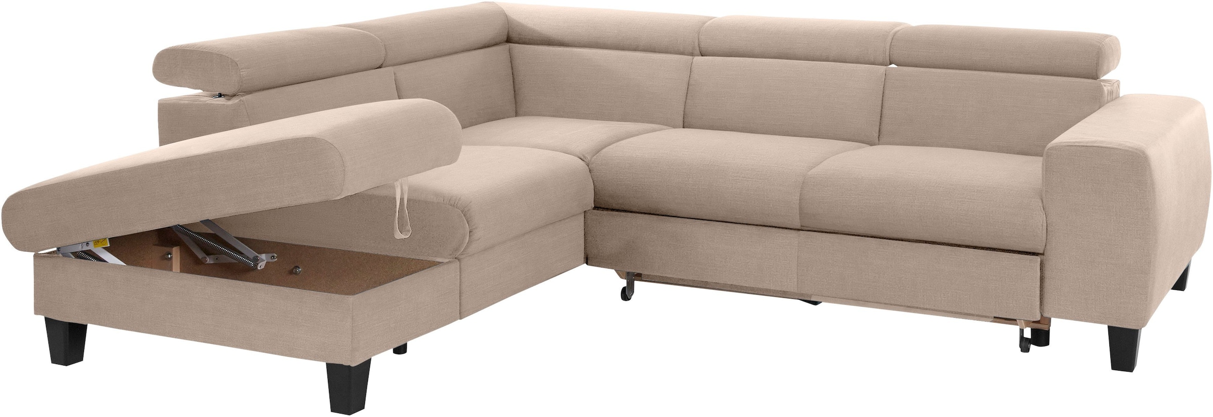 COTTA Polstergarnitur »Morven L-Form«, (Set), Set bestehend aus: Ecksofa mit Kopfteilverstellung & Hocker