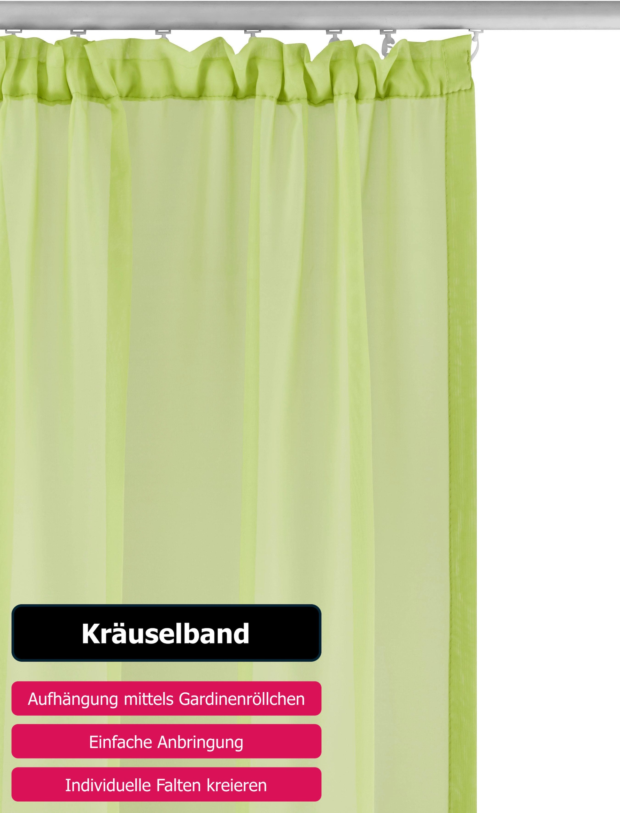 my home Gardine »XANA mit Ösen, Kräuselband oder Schlaufen«, (1 St.), Bestseller, einfarbig, 1 bzw. 2 Schals, pflegeleicht, Schal