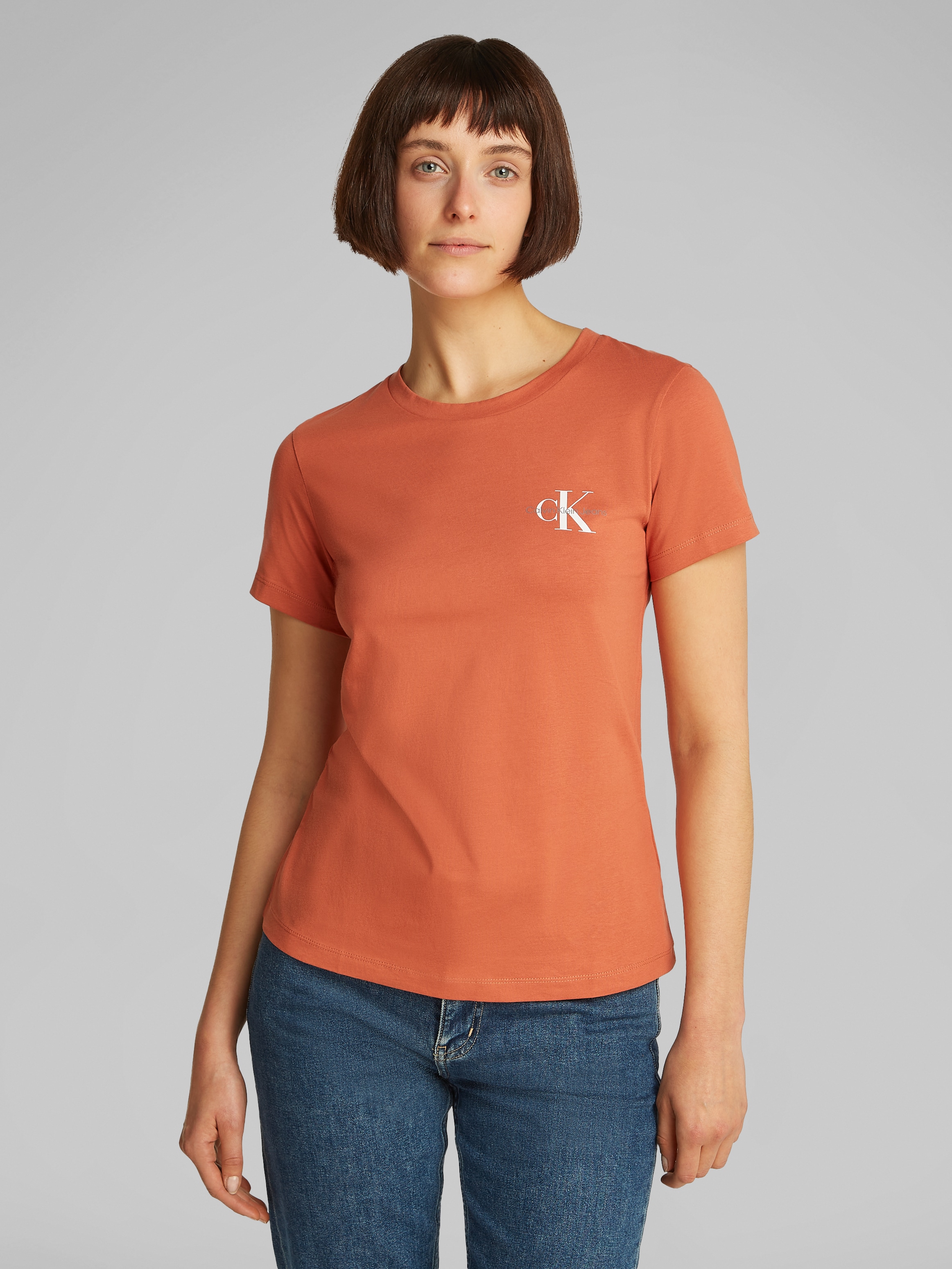 Calvin Klein Jeans Rundhalsshirt »2-PACK MONOLOGO SLIM TEE«, (Packung, 2 tlg., 2er-Pack), mit Calvin Klein Jeans Logoprint auf der Brust