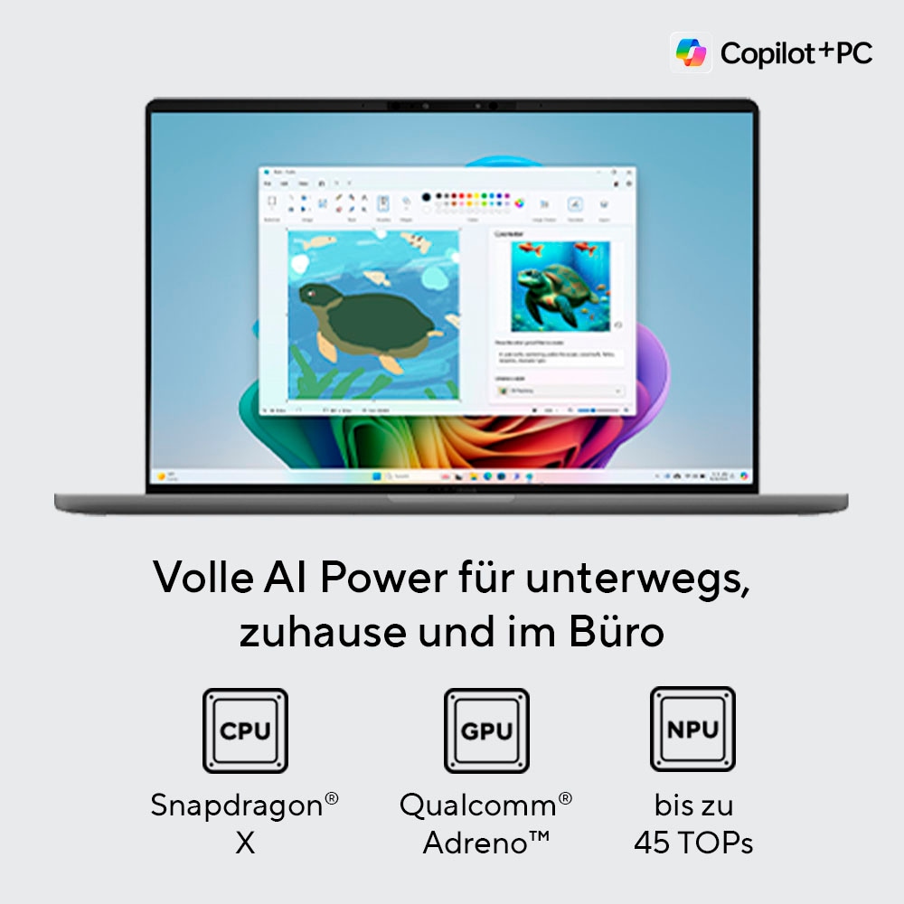 Asus Notebook »Zenbook A14 UX3407QA-QD290W«, 35,6 cm, / 14 Zoll, Qualcomm, X, Adreno, 512 GB SSD