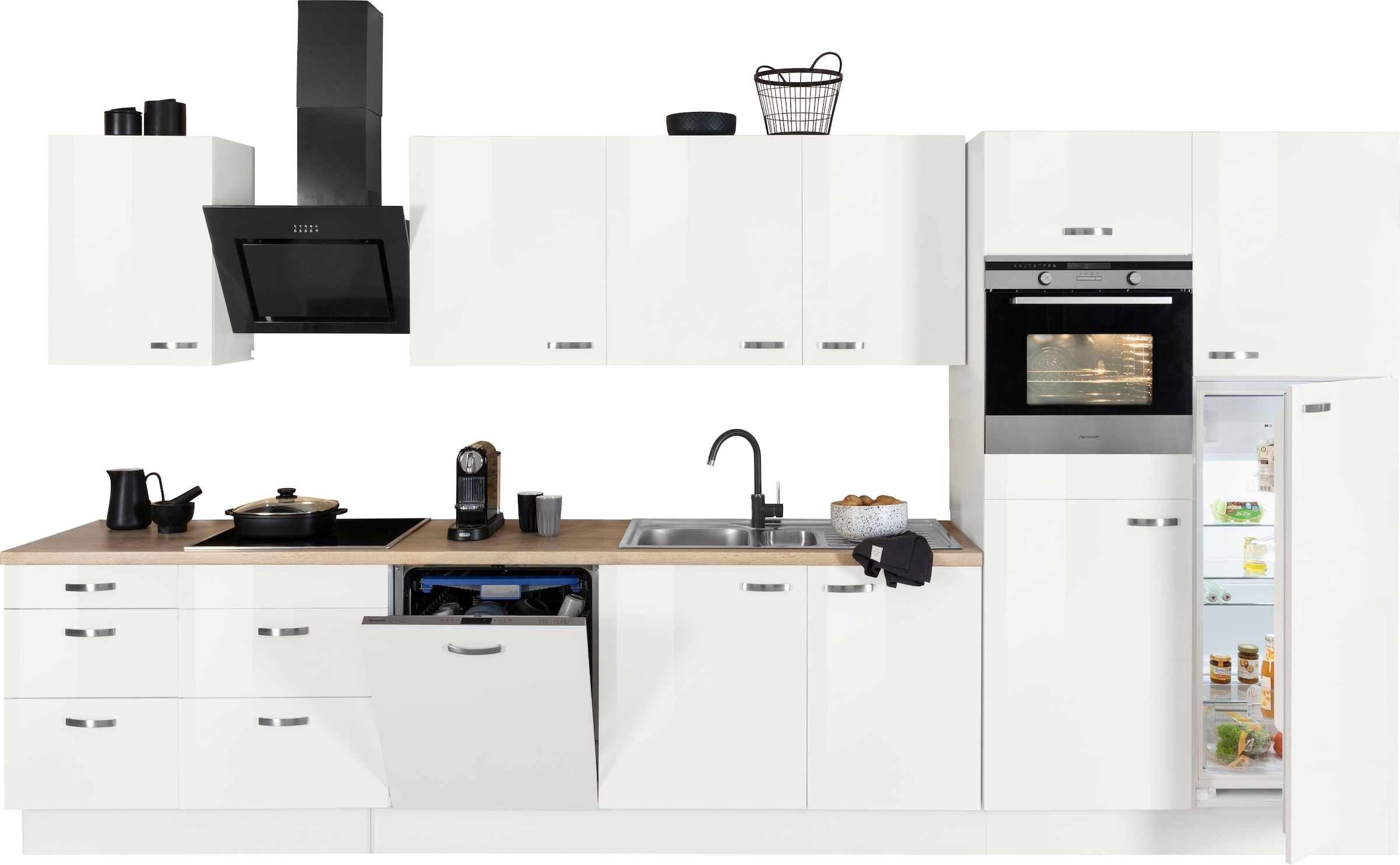 OPTIFIT Küchenzeile »Cara, Breite Induktions-Kochfeld, kaufen HANSEATIC-E-Geräten, 400 cm,«, OTTO mit Soft-Close-Funktion bei