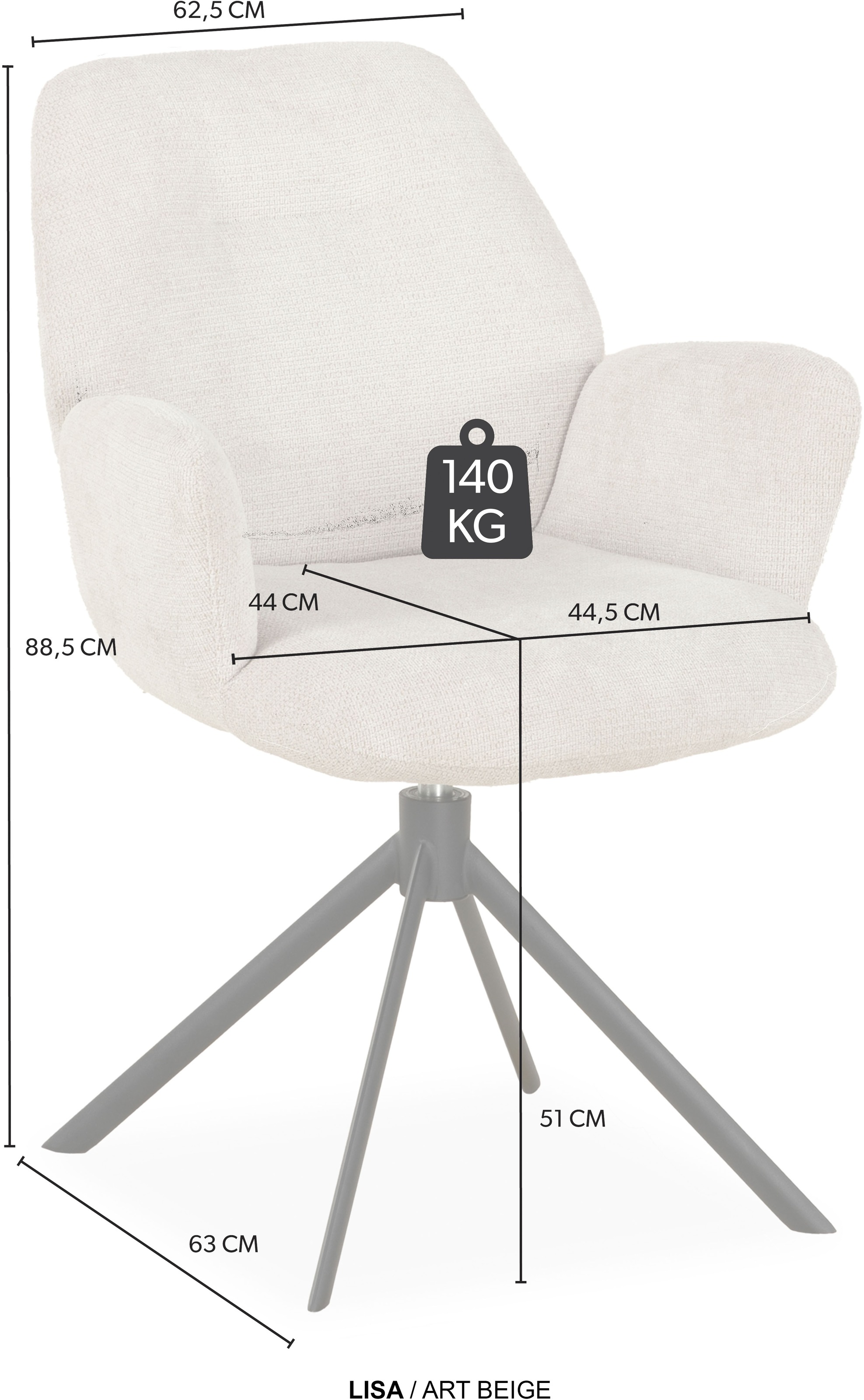 OMG Design Esszimmerstuhl »Lisa« (Set) 1 Stk.Drehstuhl mit auto-return, Armlehnenstuhl