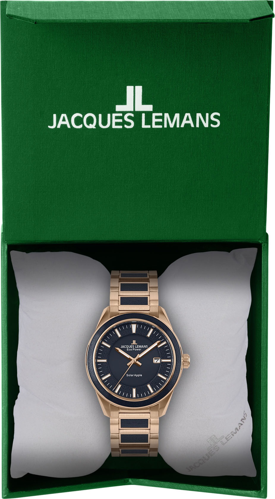 Jacques Lemans Solaruhr »Eco Power, 1-2116F«, Armbanduhr, Herrenuhr, Datum, Leuchtzeigergehärtetes Crystexglas