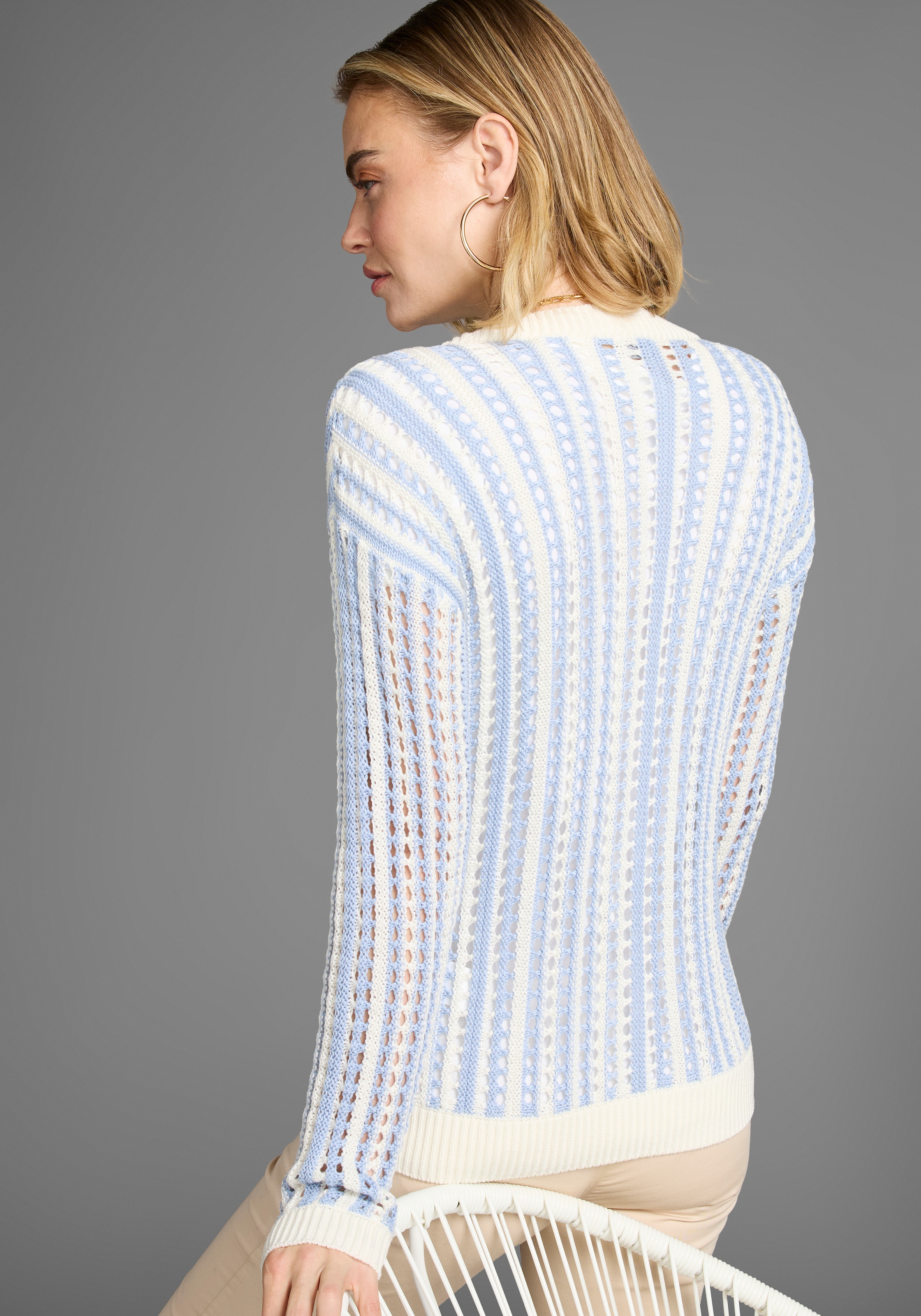 Laura Scott Ajourstrickjacke, aus Ajourstrick
