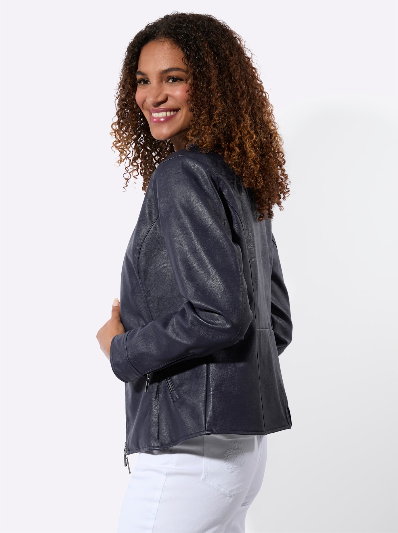 Inspirationen Lederimitatjacke ohne Kapuze