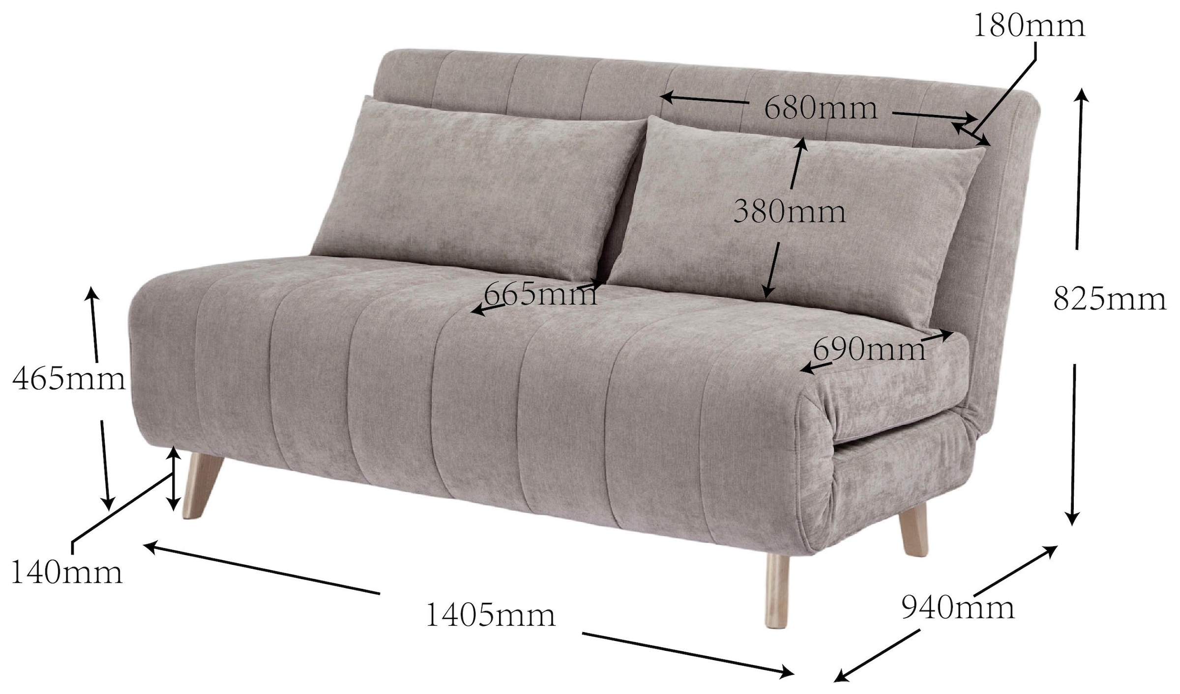 OTTO home Schlafsofa »FANNSEY 140 cm -2-Sitzer, verstellbare Rückenlehne« Verstellbare Rückenlehne und Sofa mit Bettfunktion