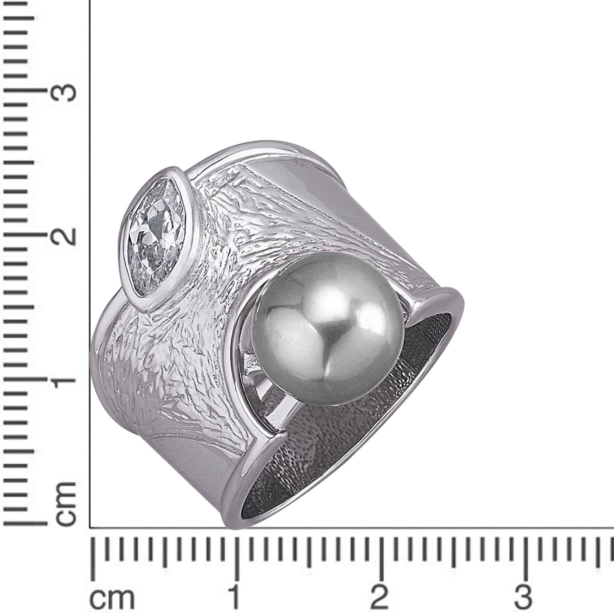 Firetti Fingerring »Schmuck Geschenk Silber 925 Damenring Ring Struktur«, mit Zirkonia (synth.) - mit Muschelkernperle