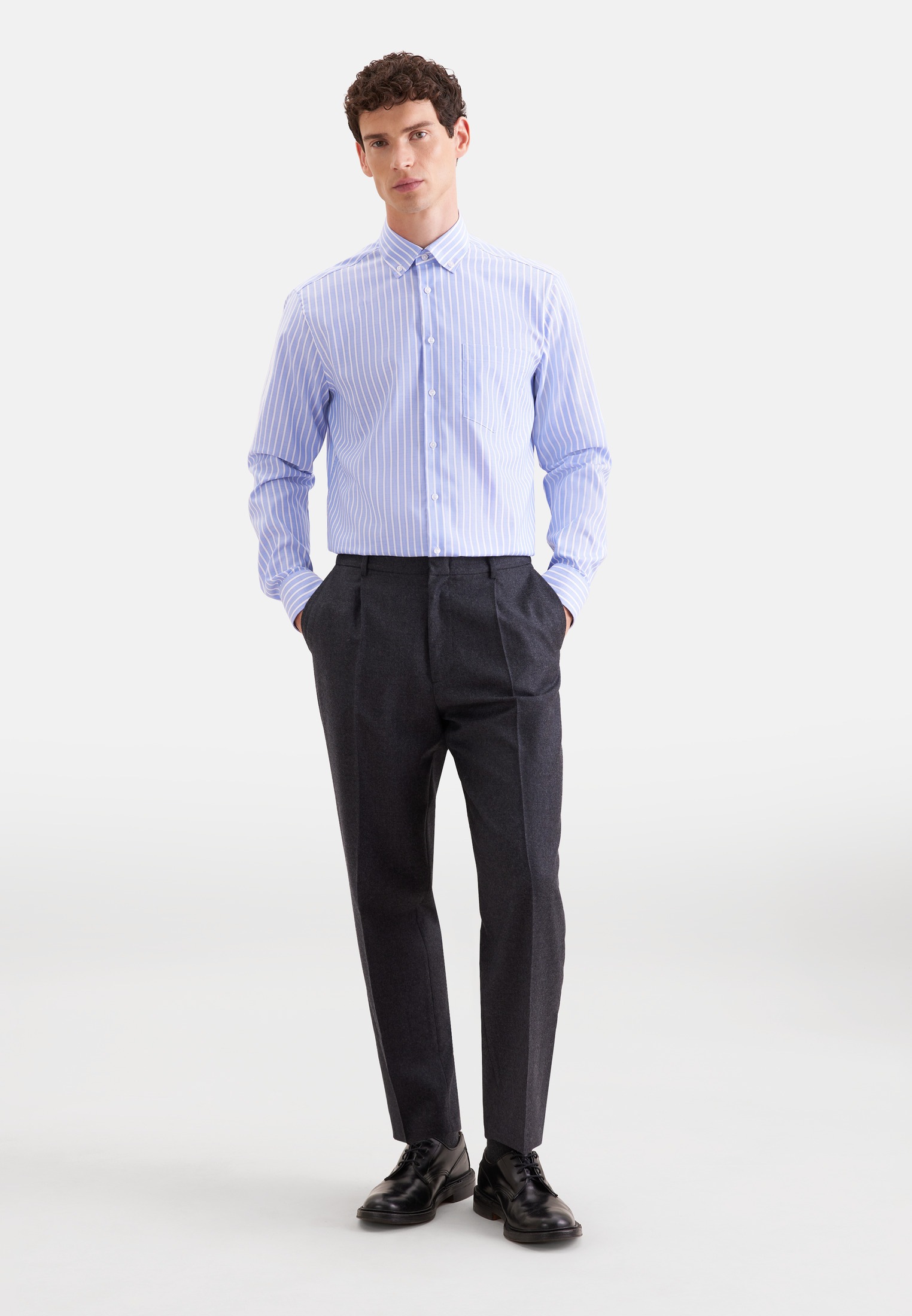 seidensticker Businesshemd »Schwarze Rose« Regular 1/1 Button-Down-Kragen Gestreift