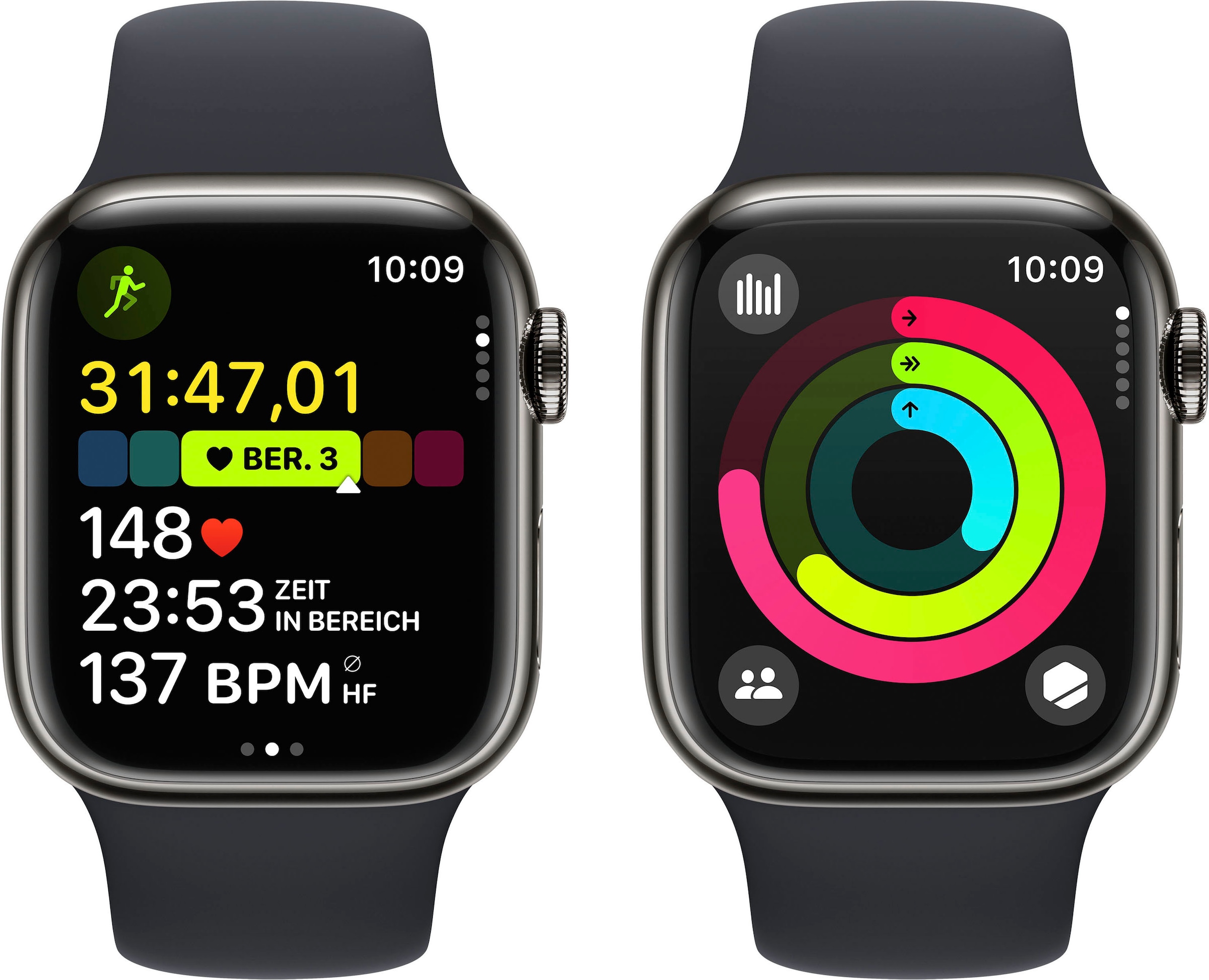 Apple Smartwatch »Watch Series 9 GPS + Cellular 41mm Edelstahl S/M«, (Watch OS 10 Sport Band)