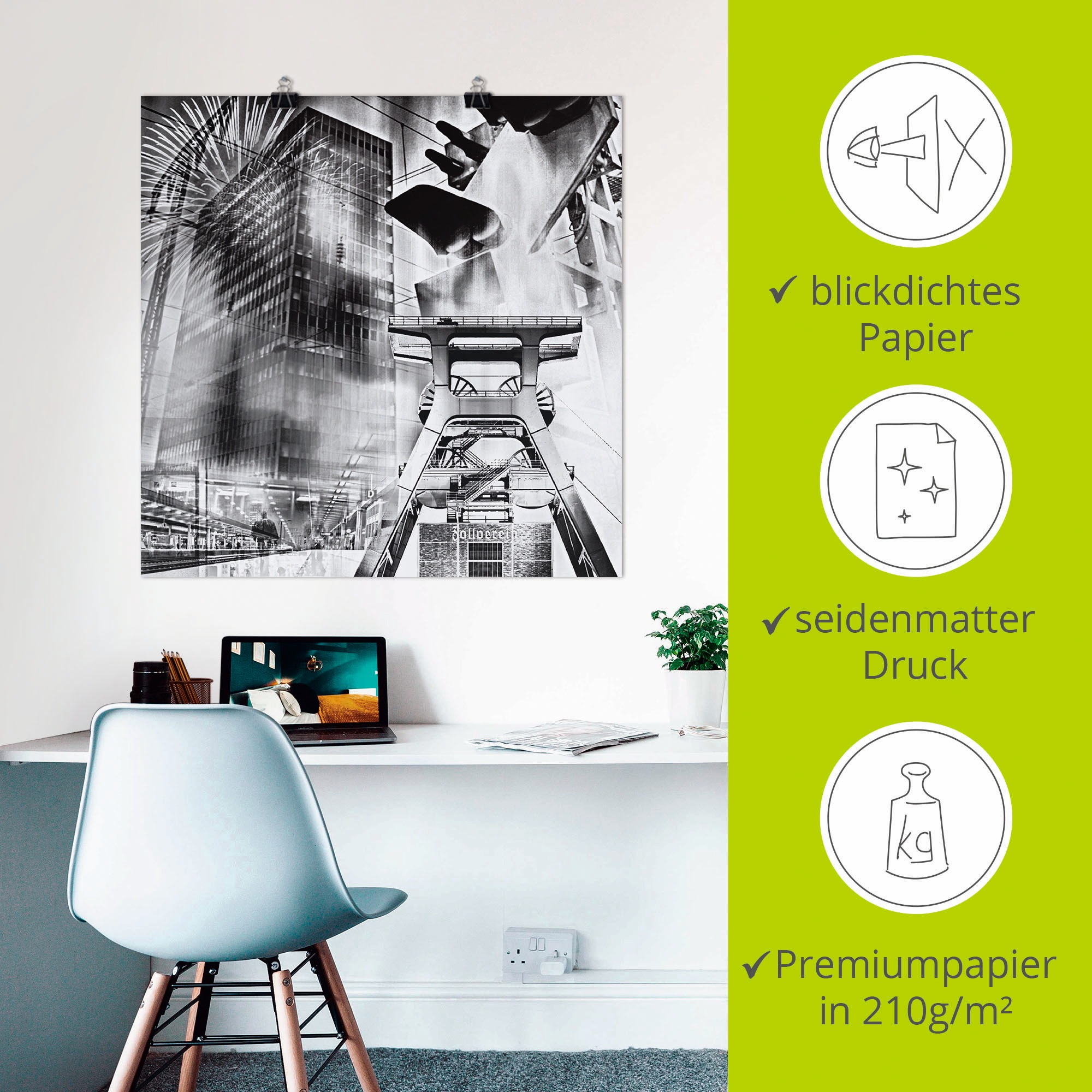 Artland Wandbild »Essen Skyline Abstrakte Collage« Architektonische Elemente 1 Stk. tlg. als Leinwandbild, Poster in verschied. Größen