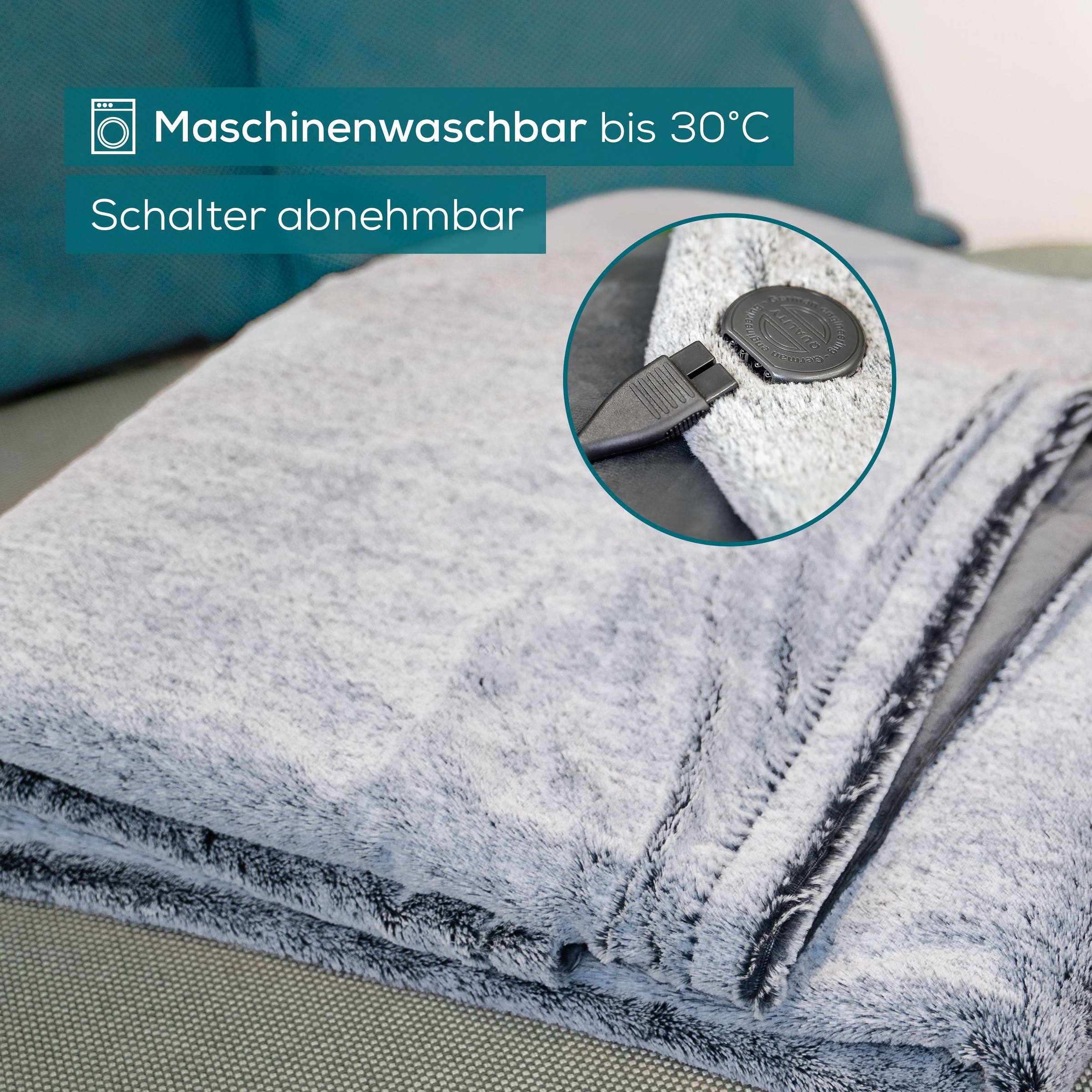 BEURER Heizdecke »HD 75 Nordic Grey Green Planet, aus recycelten Materialien« kuschelige Wärmedecke in Kunstfelloptik, mit 6 Temperaturstufen