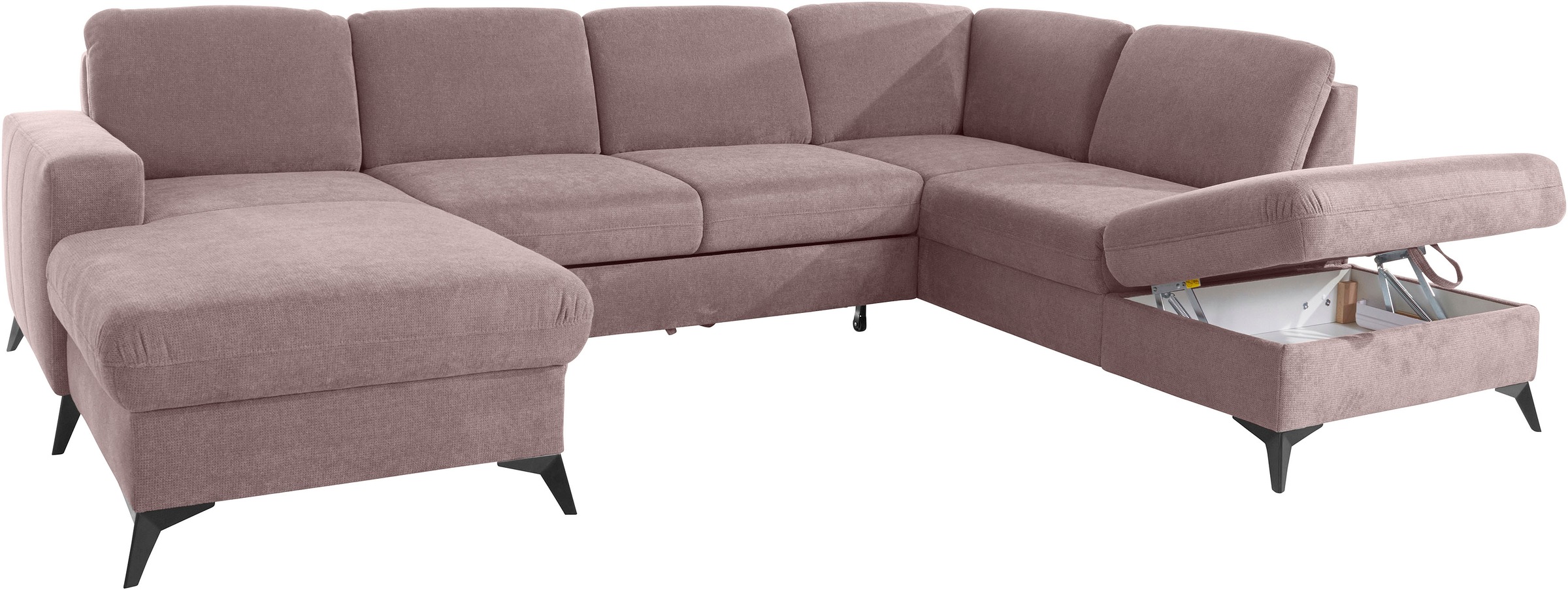 Places of Style Wohnlandschaft »Lolland U-Form«, Wahlweise mit Bettfunktion und Stauraum, auch mit abwischbarem Bezug