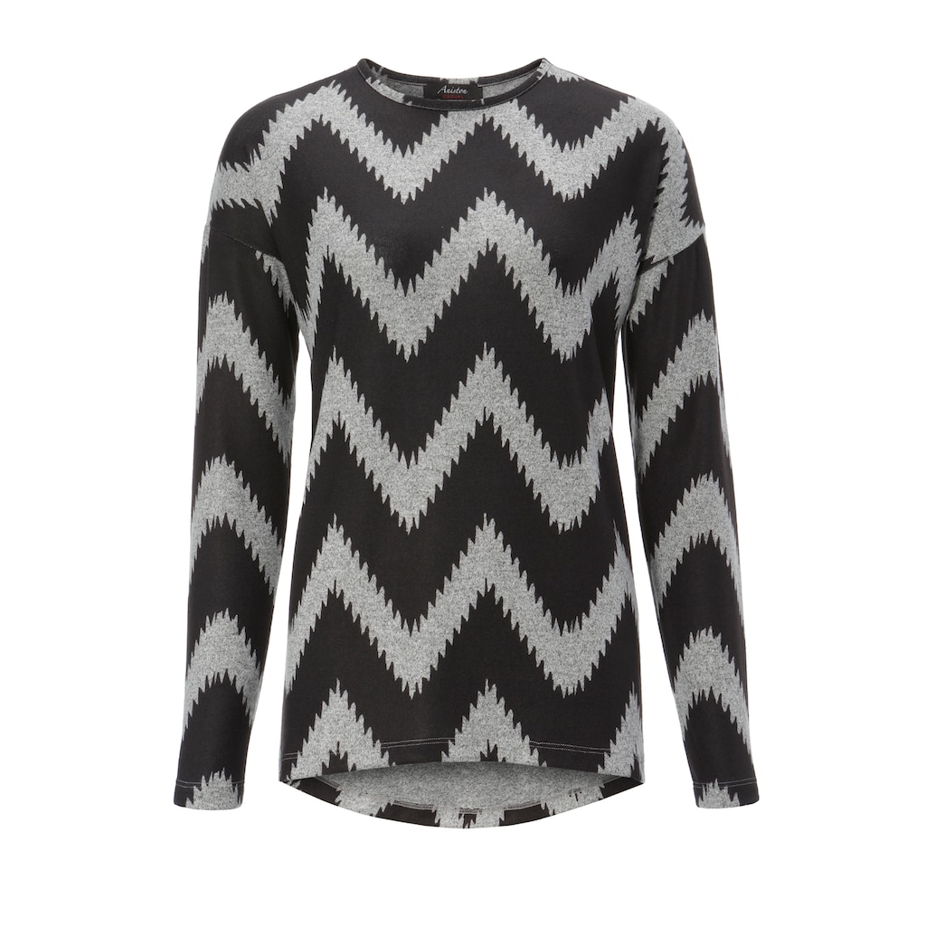 Aniston CASUAL Sweatshirt, im Karo-, Wellen- oder Zickzack- Dessin - welches ist dein Favorit?