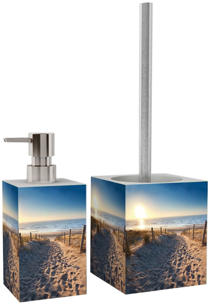 Sanilo Badaccessoire-Set »Düne« WC-Sitz, Badteppich, Stöpsel, Seifenspender und WC-Bürste