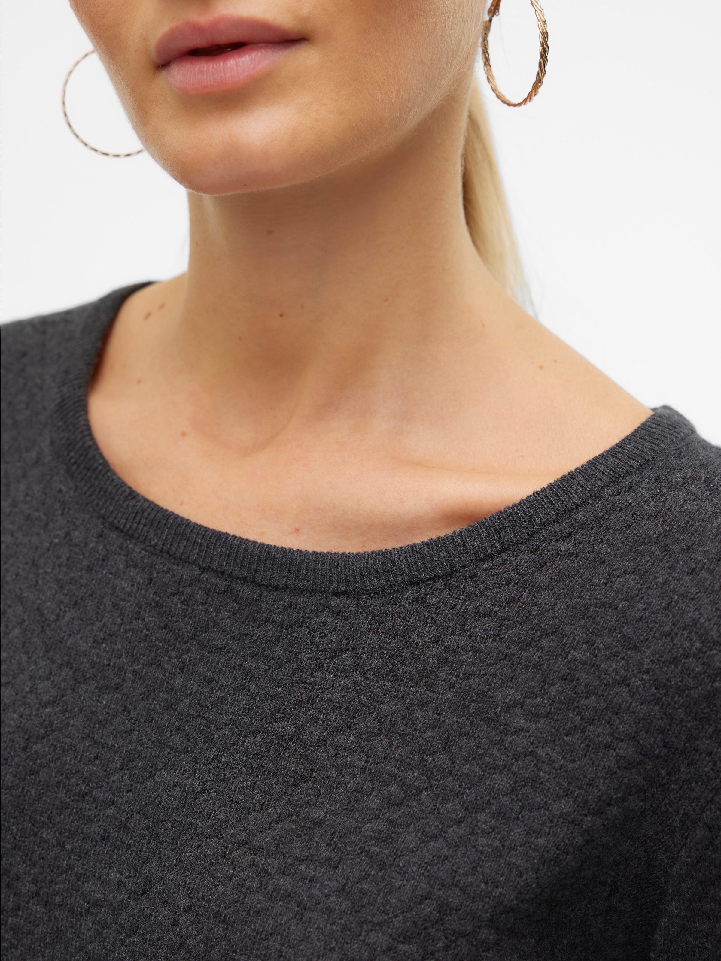 Vero Moda Rundhalspullover »VMCARE STRUCTURE LS O-NECK BLOUSE« aus Bio-Baumwolle