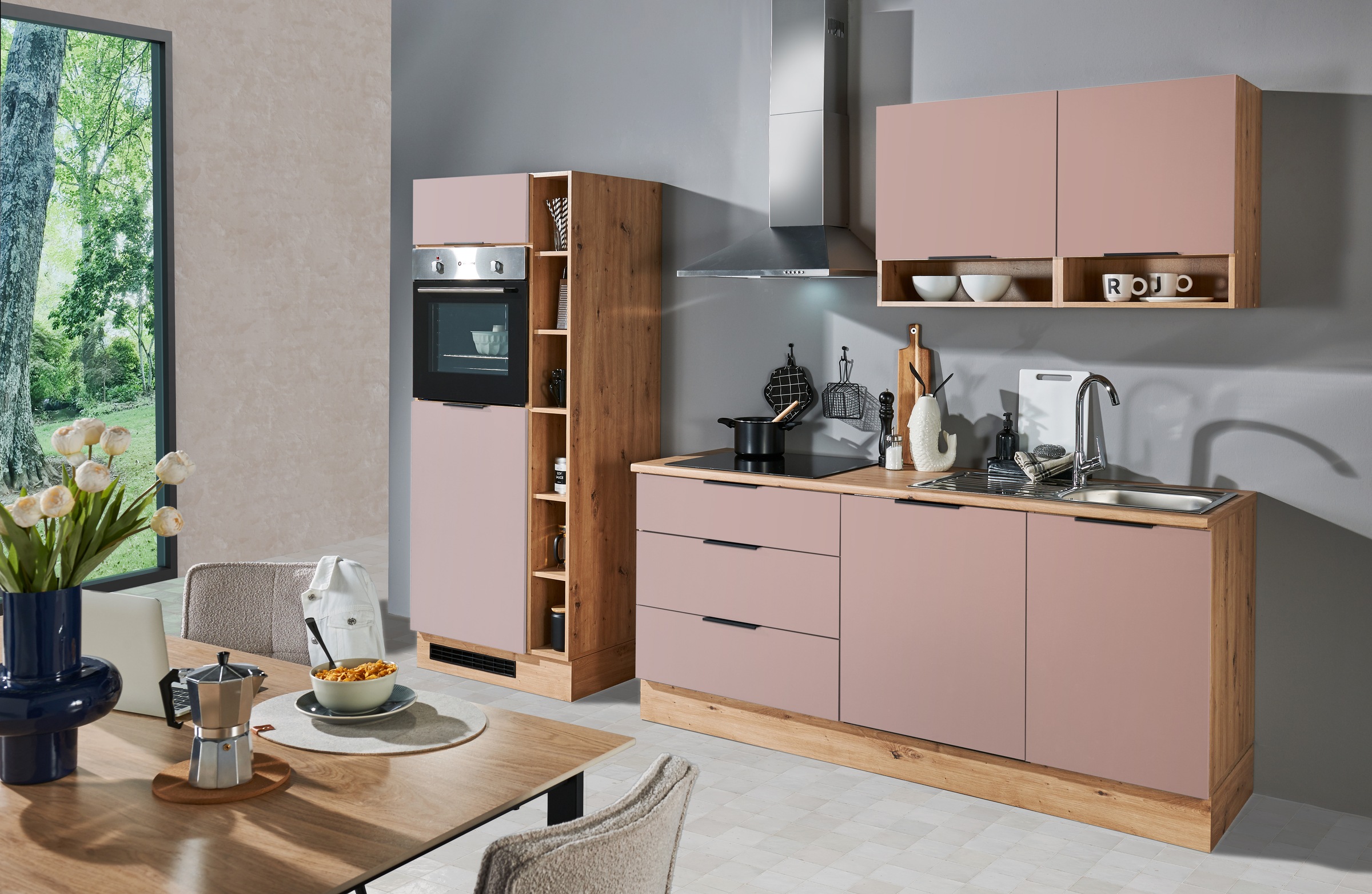 BASIC by Balculina Küchenzeile »Oskar B/H/T 270x211x60 cm« Breite 270cm, wahlweise mit E-Geräte, L/R montierbar