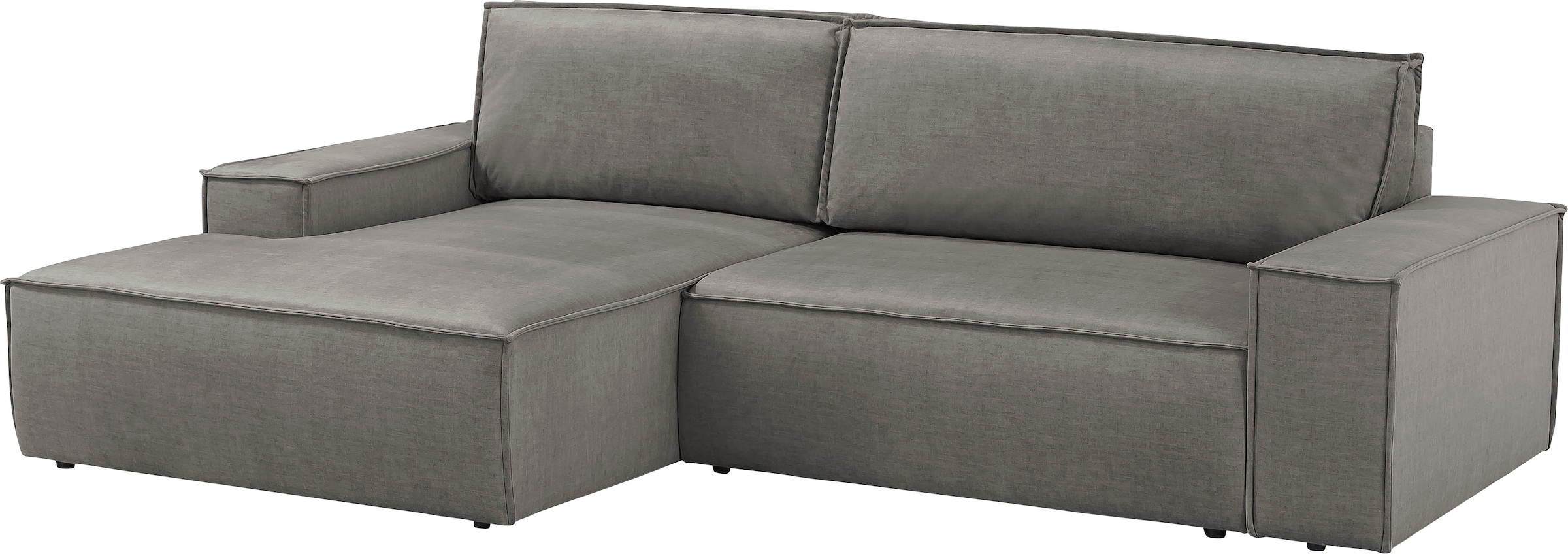 Home affaire Ecksofa SHERWOOD Schlafsofa 267 cm, L-Form, Schlaffunktion mit Bettkasten (210x136 cm), Cord, Vintage, Samtvelours