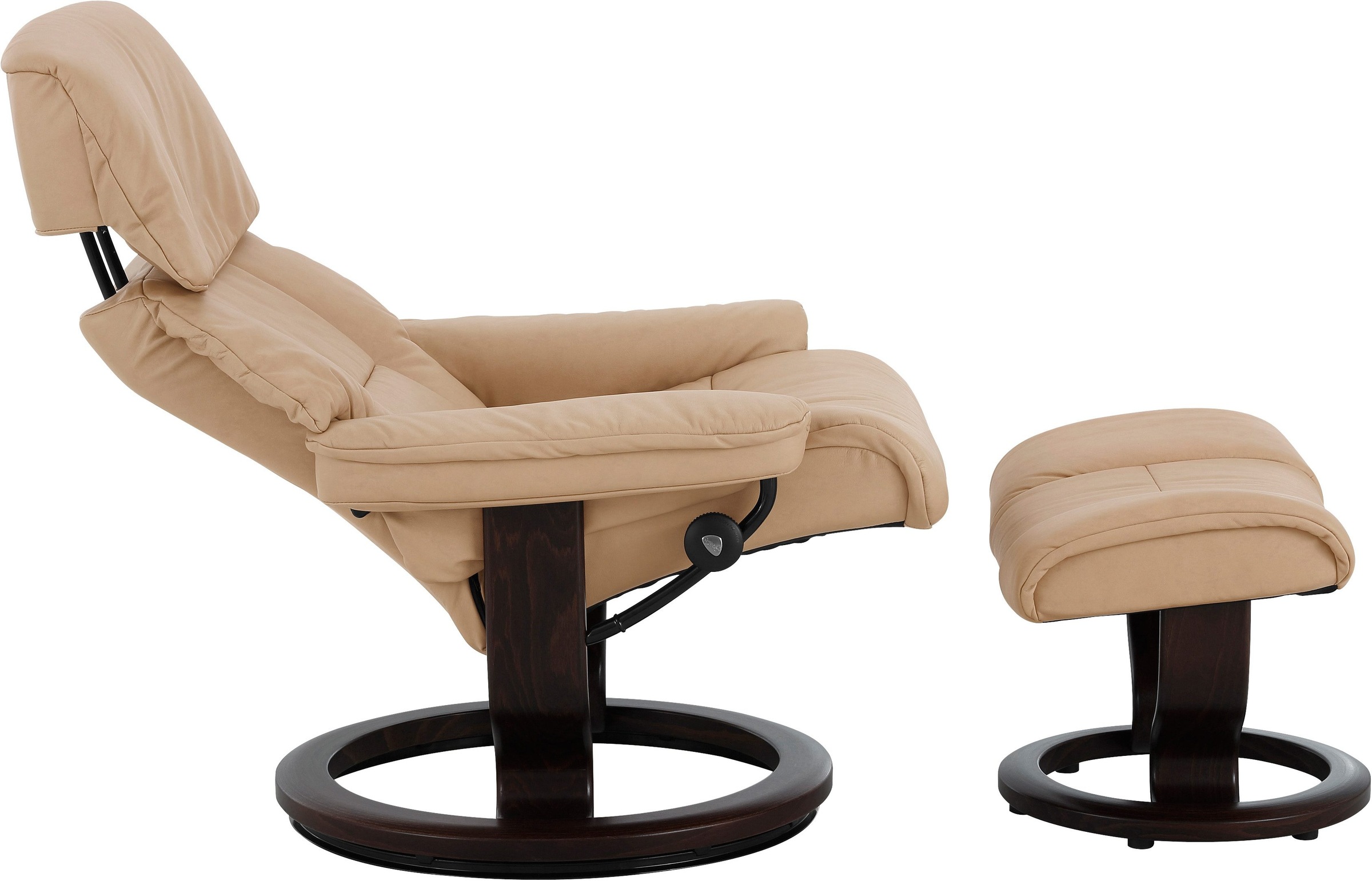 Stressless® Relaxsessel »Ruby«, (Set, Relaxsessel mit Hocker), mit Classic Base, Größe M, Gestell Eiche, Wenge, Braun & Schwarz