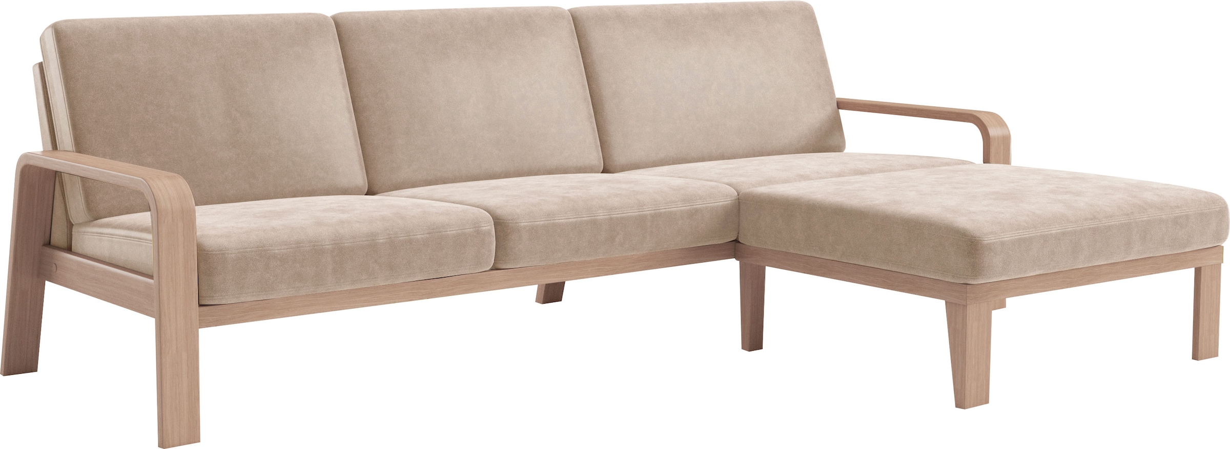 sit&more Ecksofa »Kolding L-Form«, Armlehnen aus Buchenholz in natur, verschiedene Bezüge und Farben