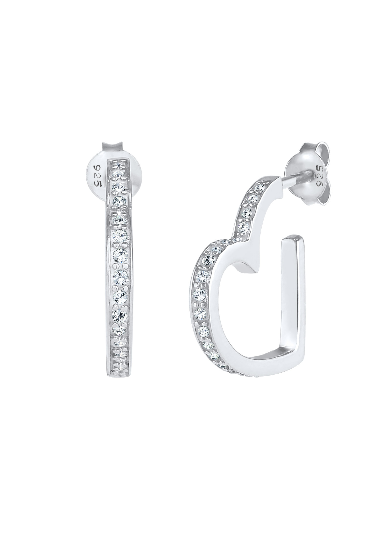Elli Premium Paar Ohrstecker »Ohrringe Creolen Herz Liebe Kristalle 925 Silber«