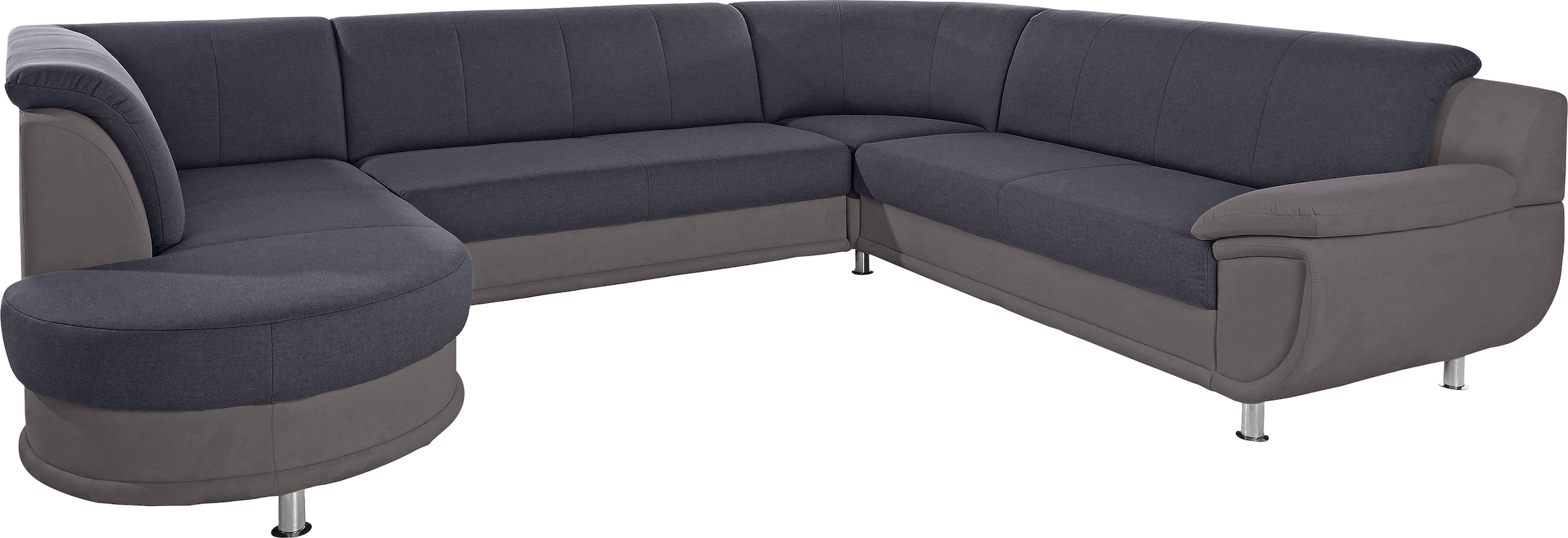 TRENDMANUFAKTUR Wohnlandschaft »Rondo 3, zeitlos und modern, im Materialmix, U-Form« wahlweise für mehr Komfort mit Federkern, wahlweise mit Bettfunktion