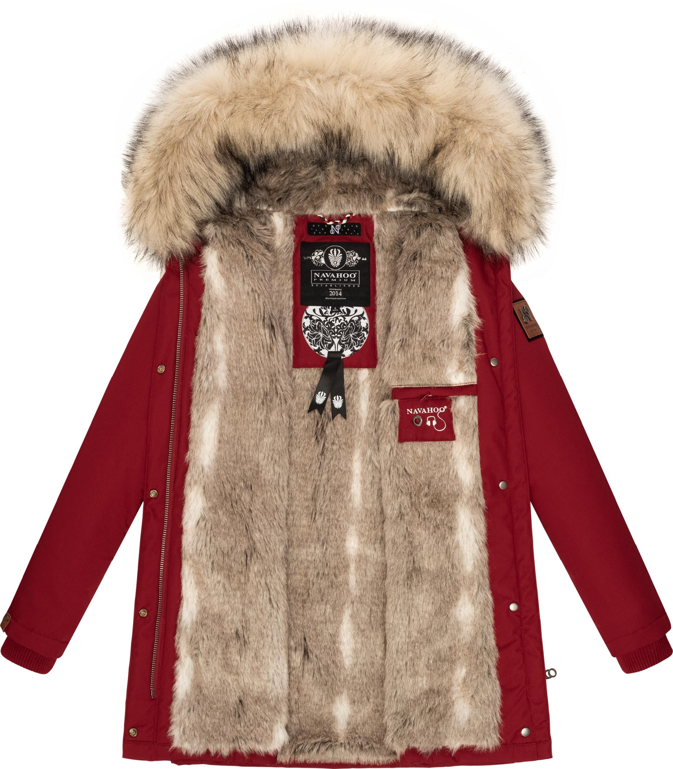 Navahoo Wintermantel »Wintermantel Cristal«, stylischer Damen Winterparka mit Kunstfell-Kapuze