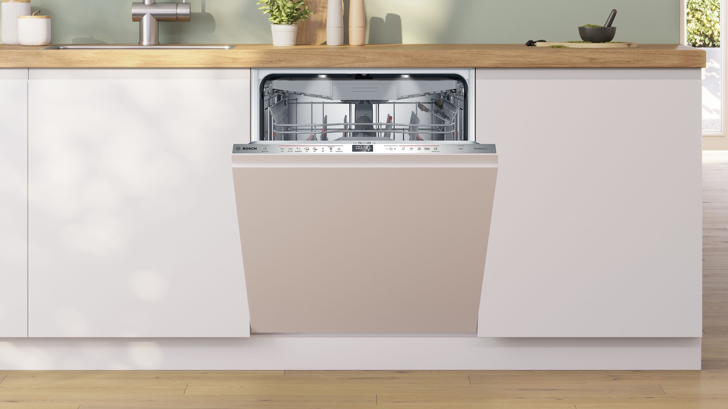 BOSCH vollintegrierbarer Geschirrspüler Serie 6 »SMV6ZCX16E« 14 Maßgedecke Hervorragendes Perfect Dry & flexible, leicht laufende Max Flex Körbe