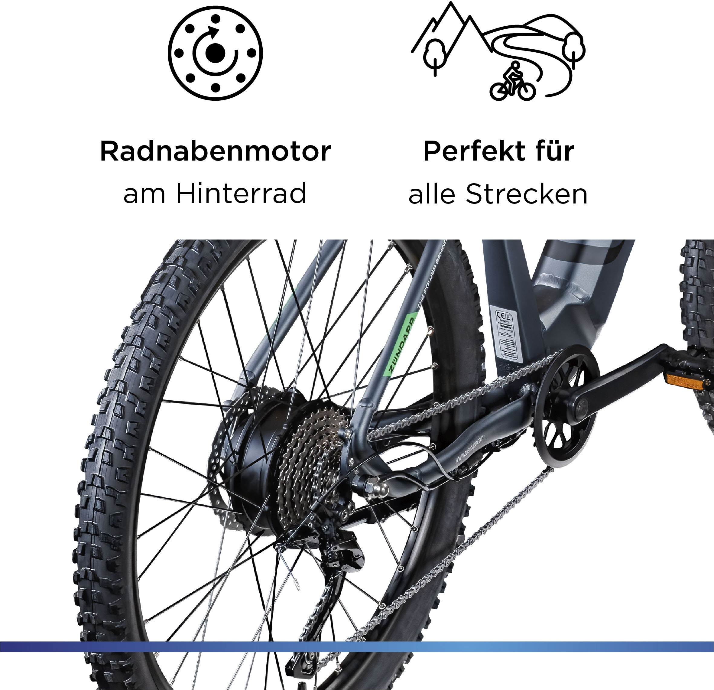 Zündapp E-Bike »Z808«, 10 Gang, Heckmotor 250 W, Pedelec, Elektrofahrrad für Damen u. Herren, MTB
