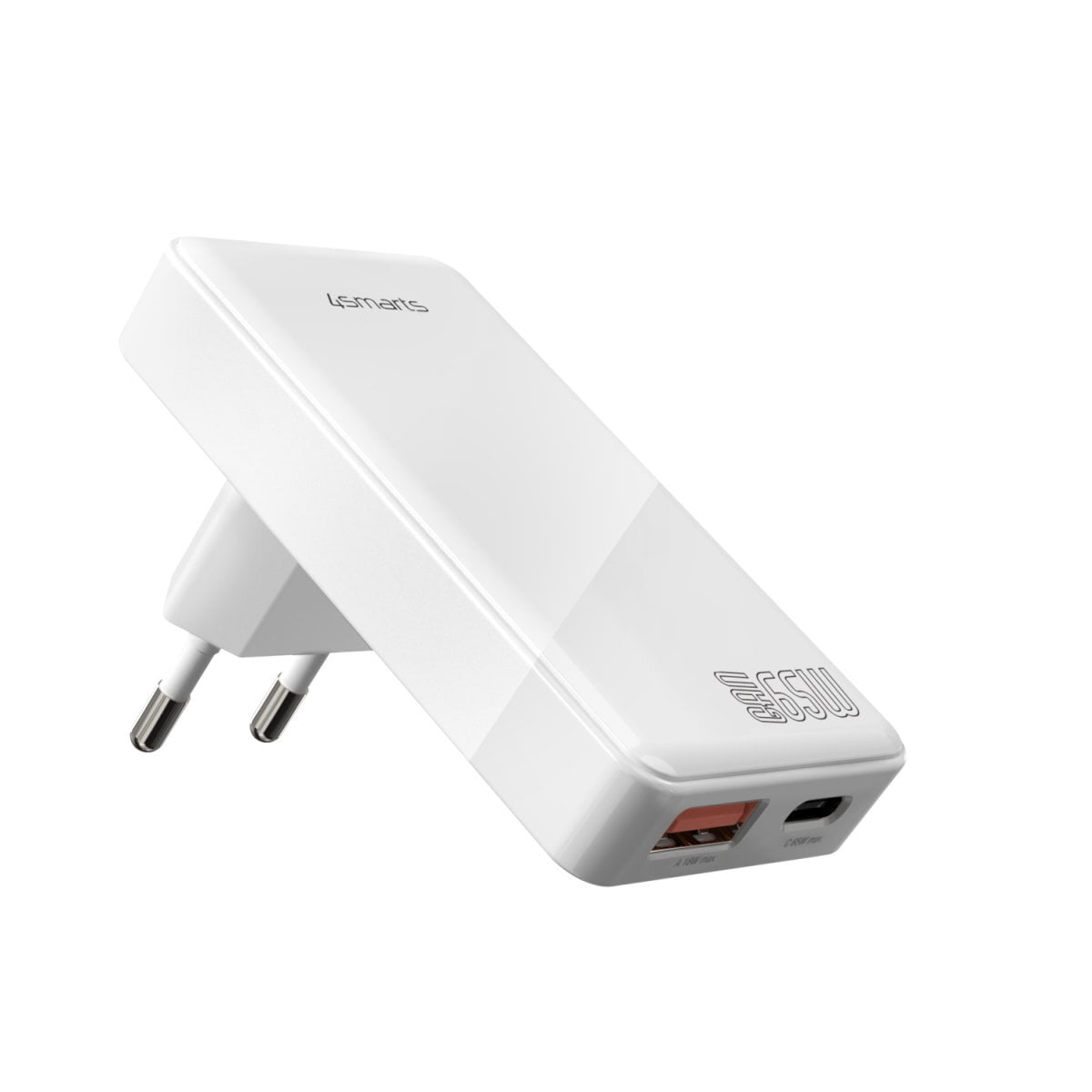 4smarts Universal-Ladegerät »FlatPlug Duos Netzladegerät 65W GaN 1x USB-C+1x USB-A«, (1 St.)