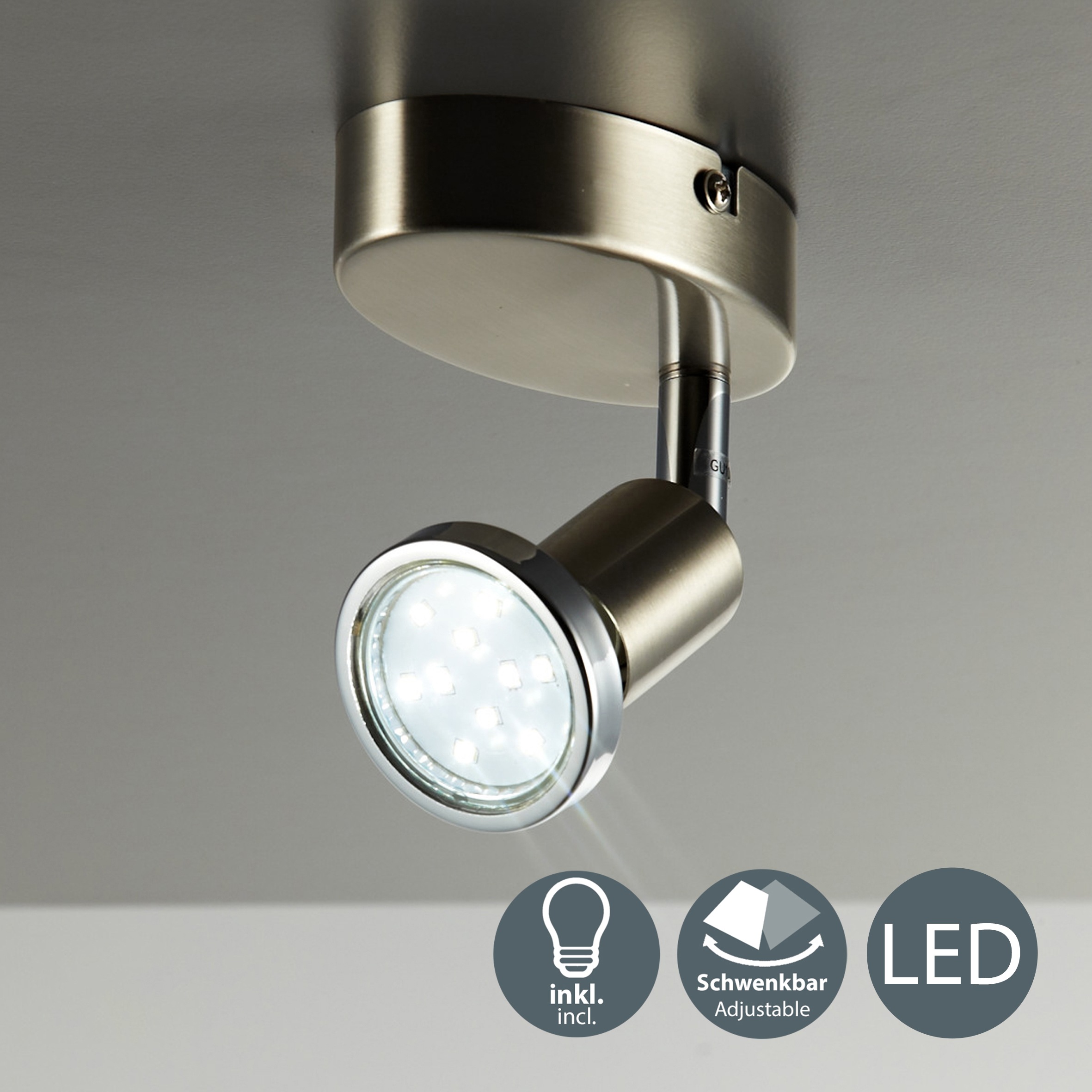 B.K.Licht LED Wandleuchte, 1 flammig-flammig, LED Lampe Wand-Spot bei schwenkbar kaufen Deckenleuchte online Metall OTTO GU10 Wohnzimmer