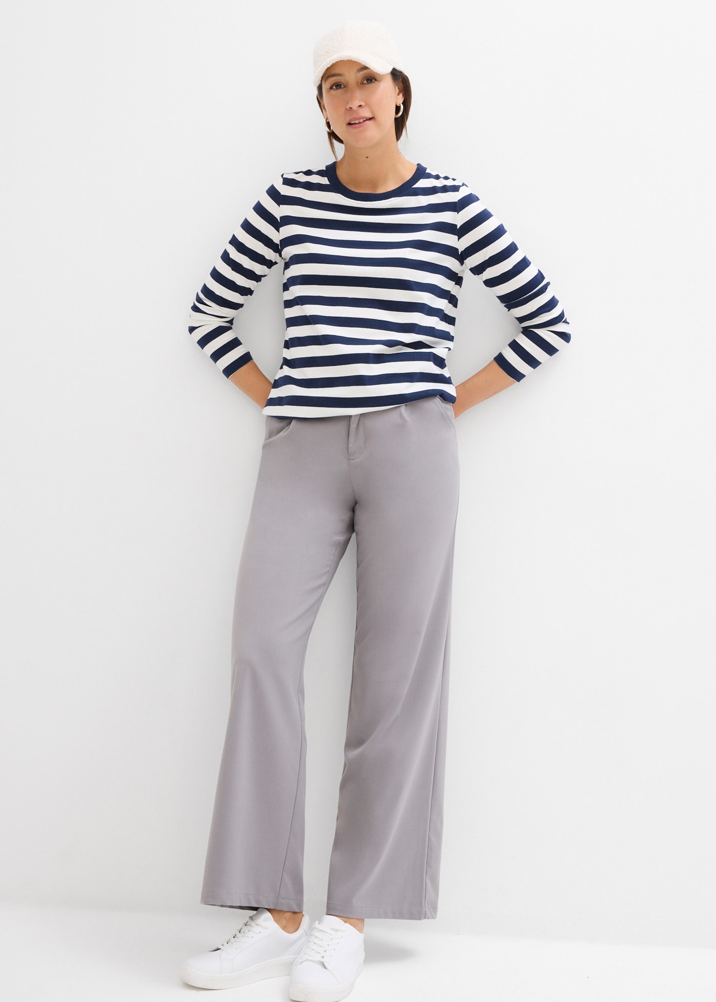 bonprix Langarmshirt Langarm, Ringel, aus reiner Baumwolle