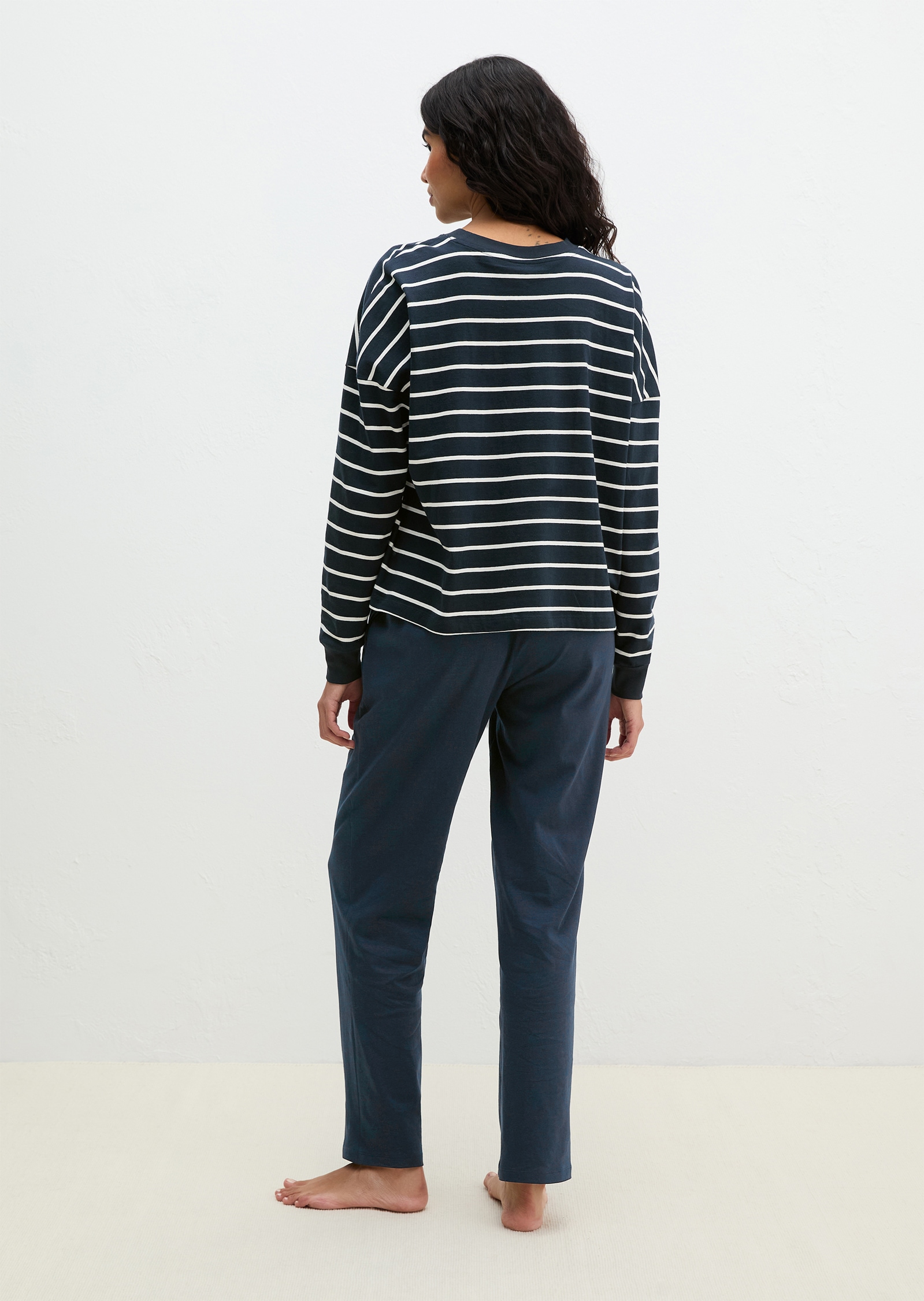 Marc O'Polo Pyjama »Mix N Match Cotton Pyjama Set Long« 2tlg., 2 tlg. mit langem Arm und seitlichen Taschen