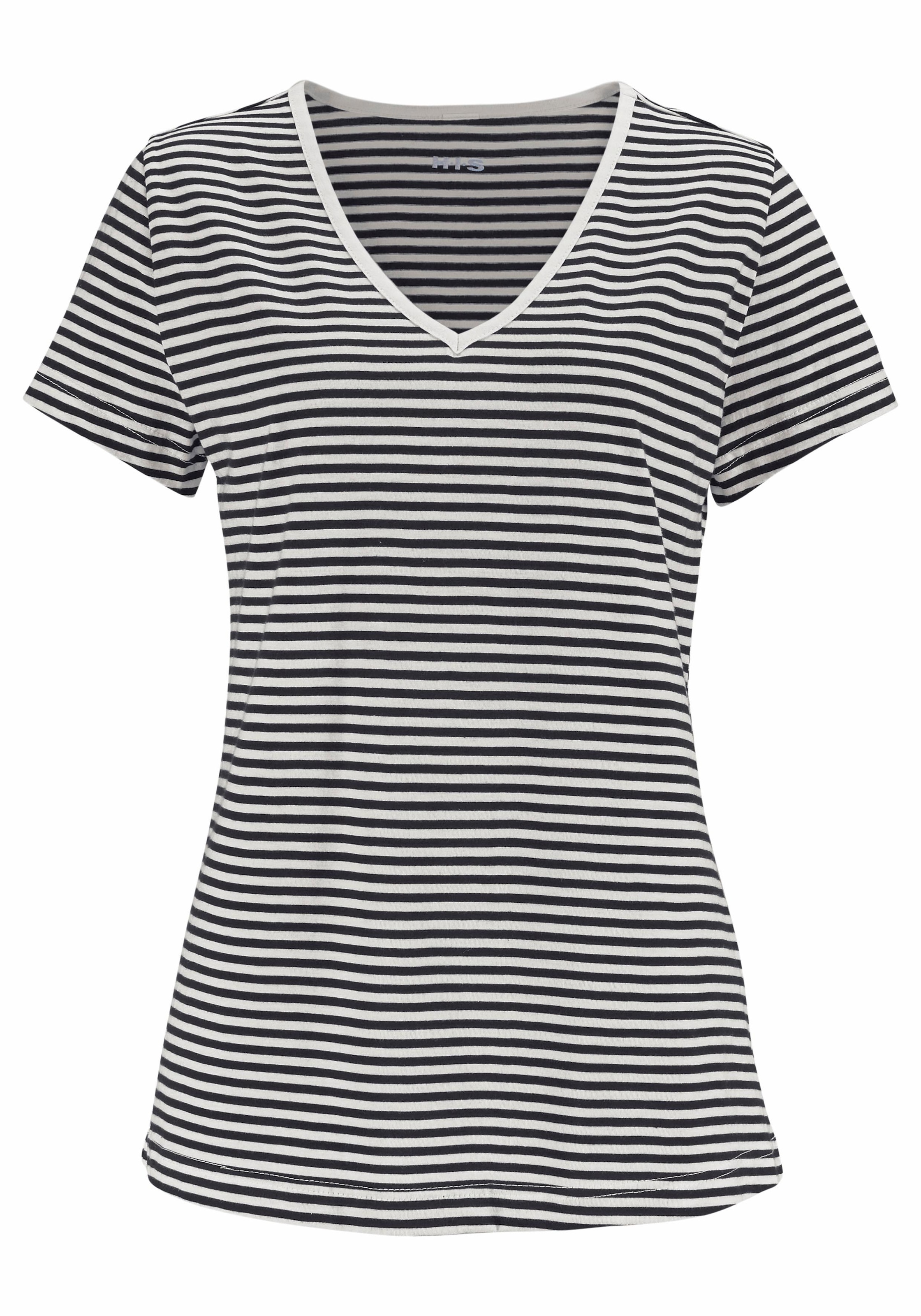 H.I.S Capri-Pyjama, tlg., Hose Stück), im legerer 1 OTTO Shop T-Shirt mit (2 und Online geringeltem