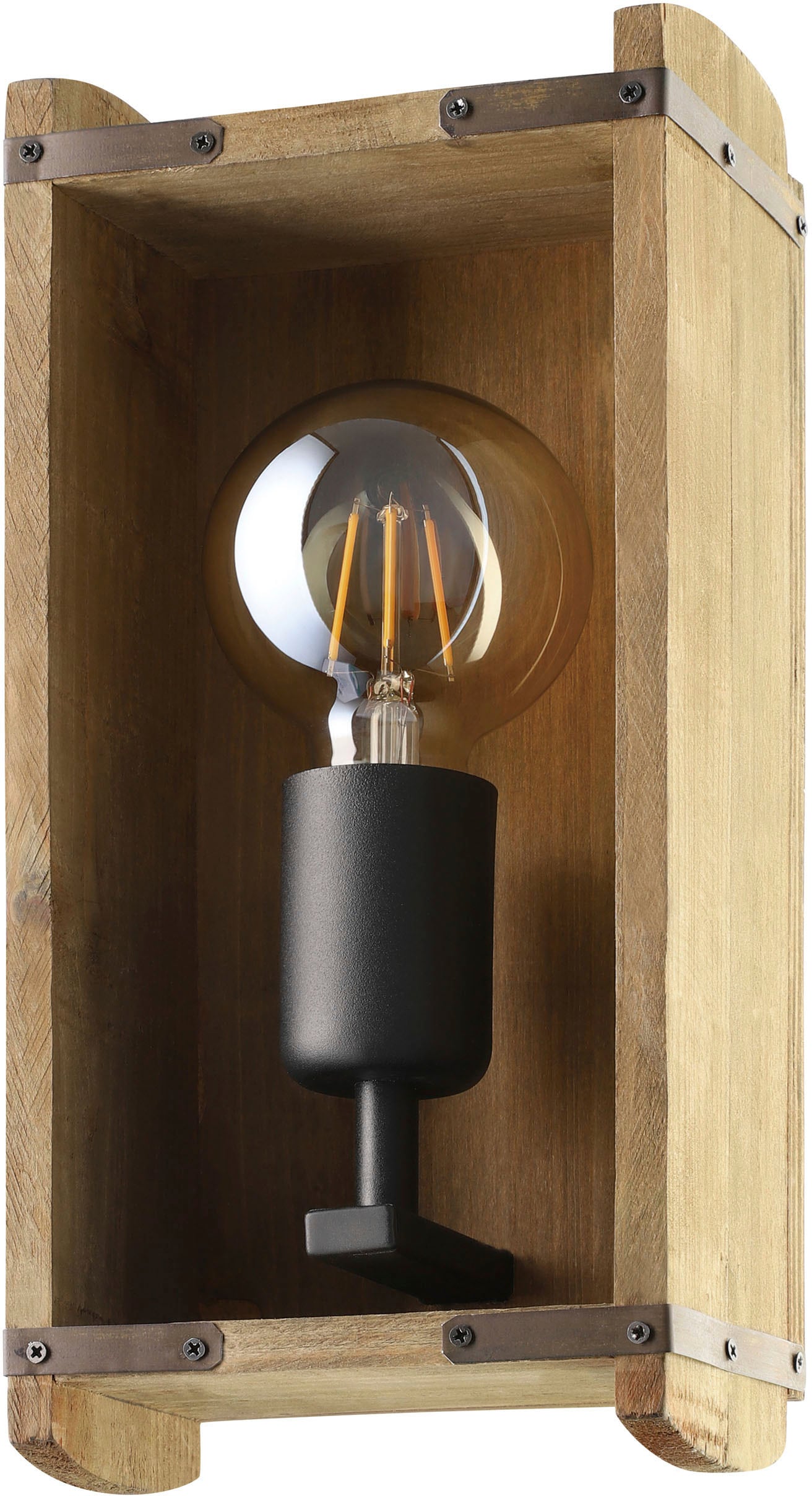 EGLO Deckenleuchte »WOOTTON«, Leuchtmittel E27 | Leuchtmittel wechselbar-ohne Leuchtmittel, Deckenleuchte in braun und schwarz aus Holz, Stahl - exkl. E27 - 40W