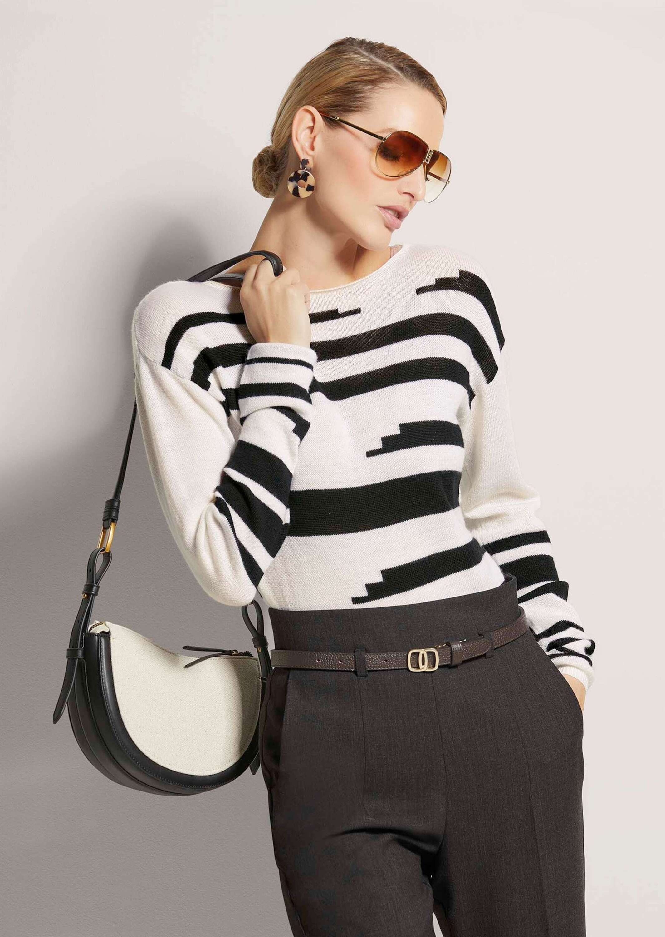 MADELEINE Longpullover »Pullover Intarsien-Pullover aus Schurwolle«