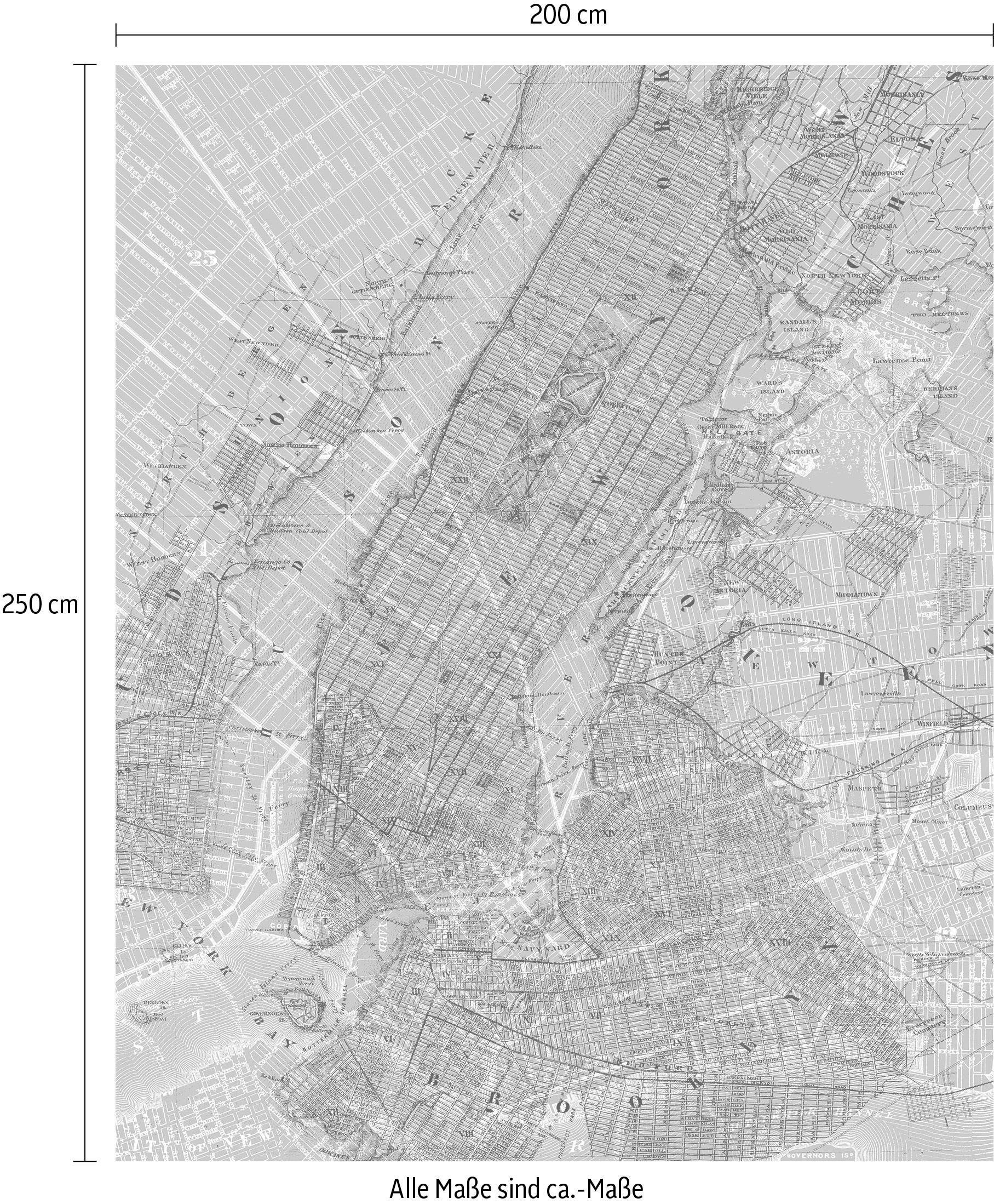 Komar Vliestapete »Digitaldruck Vlies -  NYC Map - Größe 200 x 250 cm« bedruckt glatt Wohnzimmer, Schlafzimmer