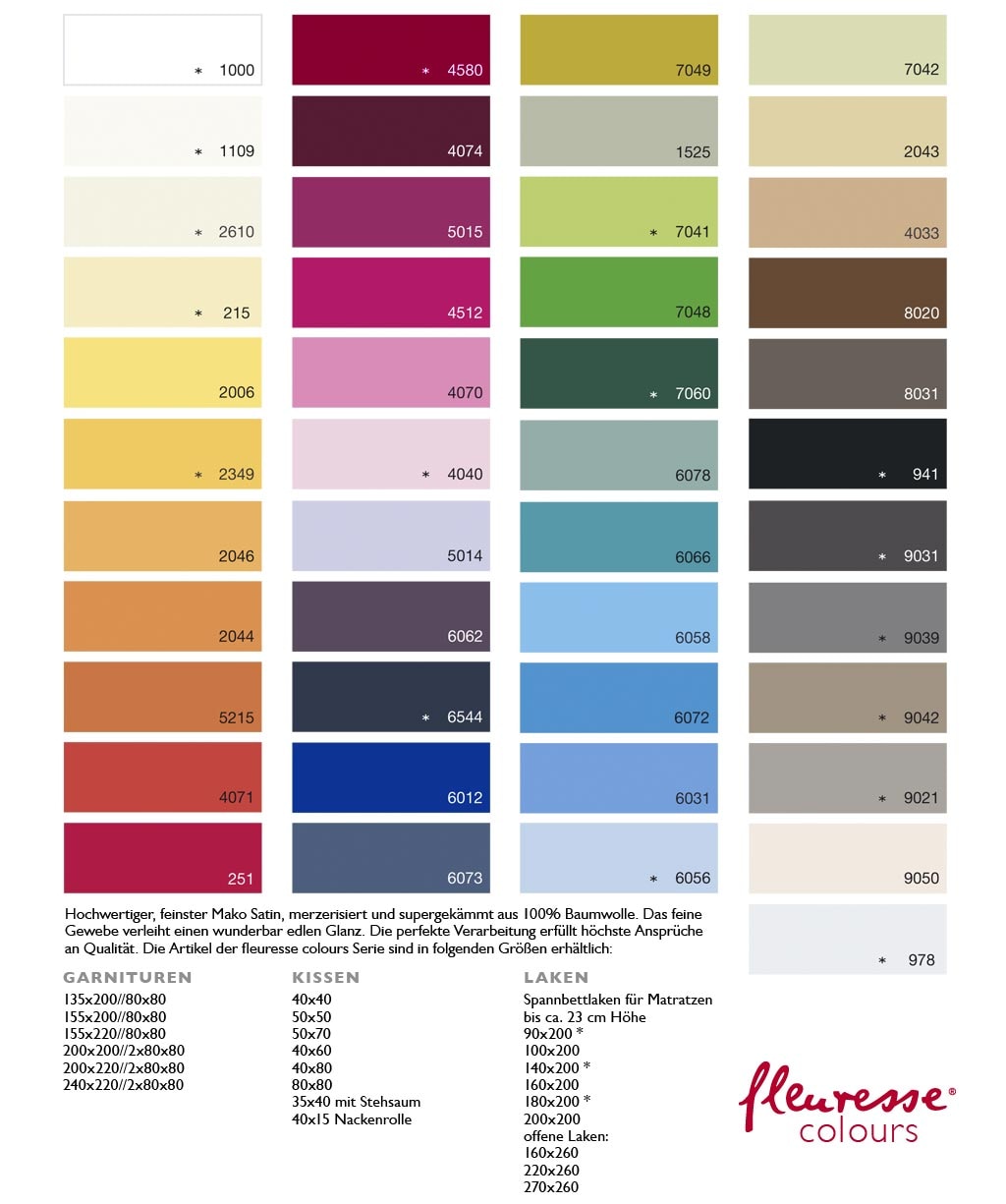 fleuresse Kissenbezug »Colours«, (2 St.), aus feinstem Mako Satin, mit hochwertigem Reißverschluss, aus 100% Baumwolle, Kissenhülle nach STANDARD 100 by OEKO-TEX® zertifiziert, in Premium-Qualität