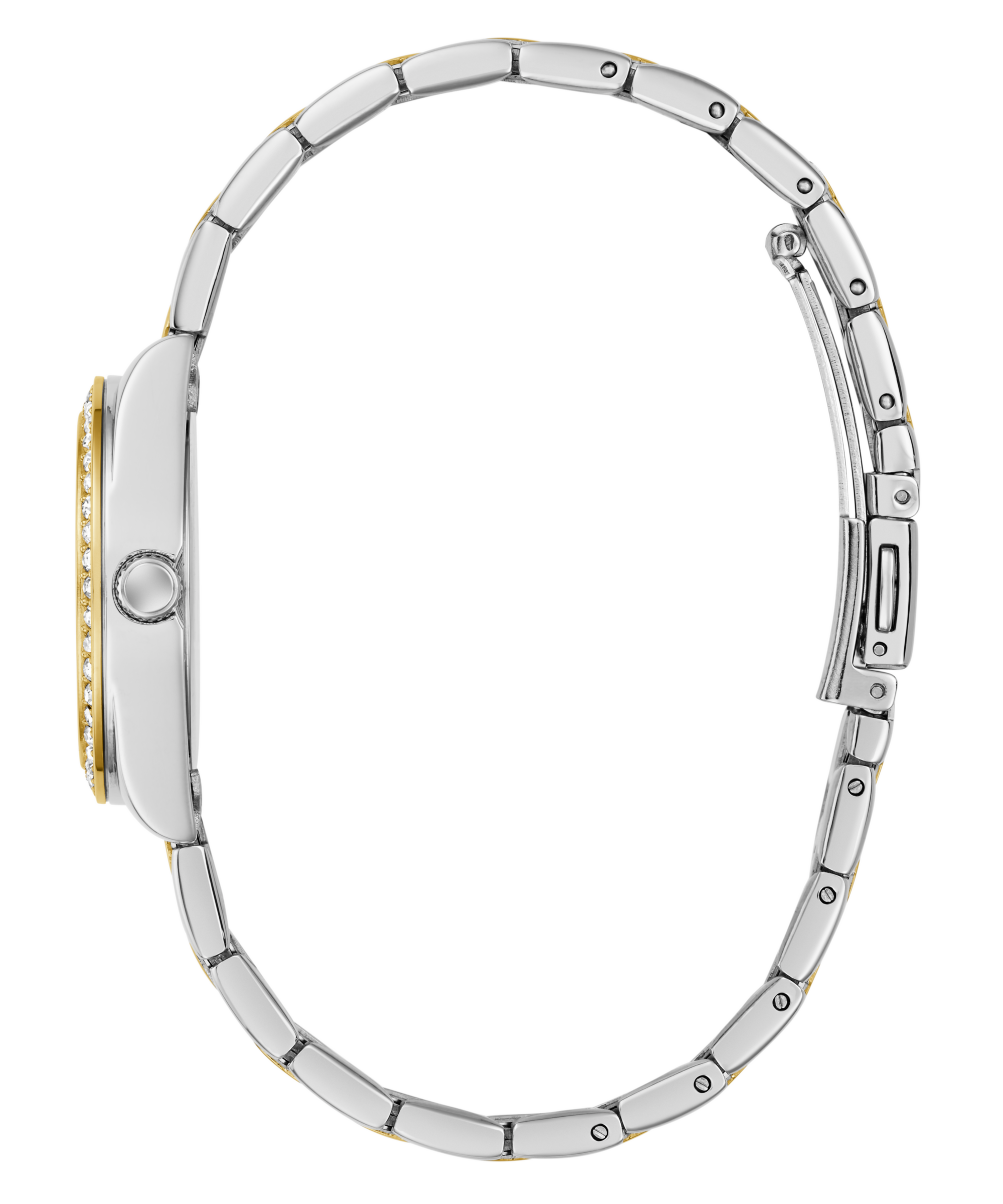 Guess Quarzuhr »MINI LUNA GLITZ« Armbanduhr, Damenuhr, Edelstahlarmband, Kristallsteine