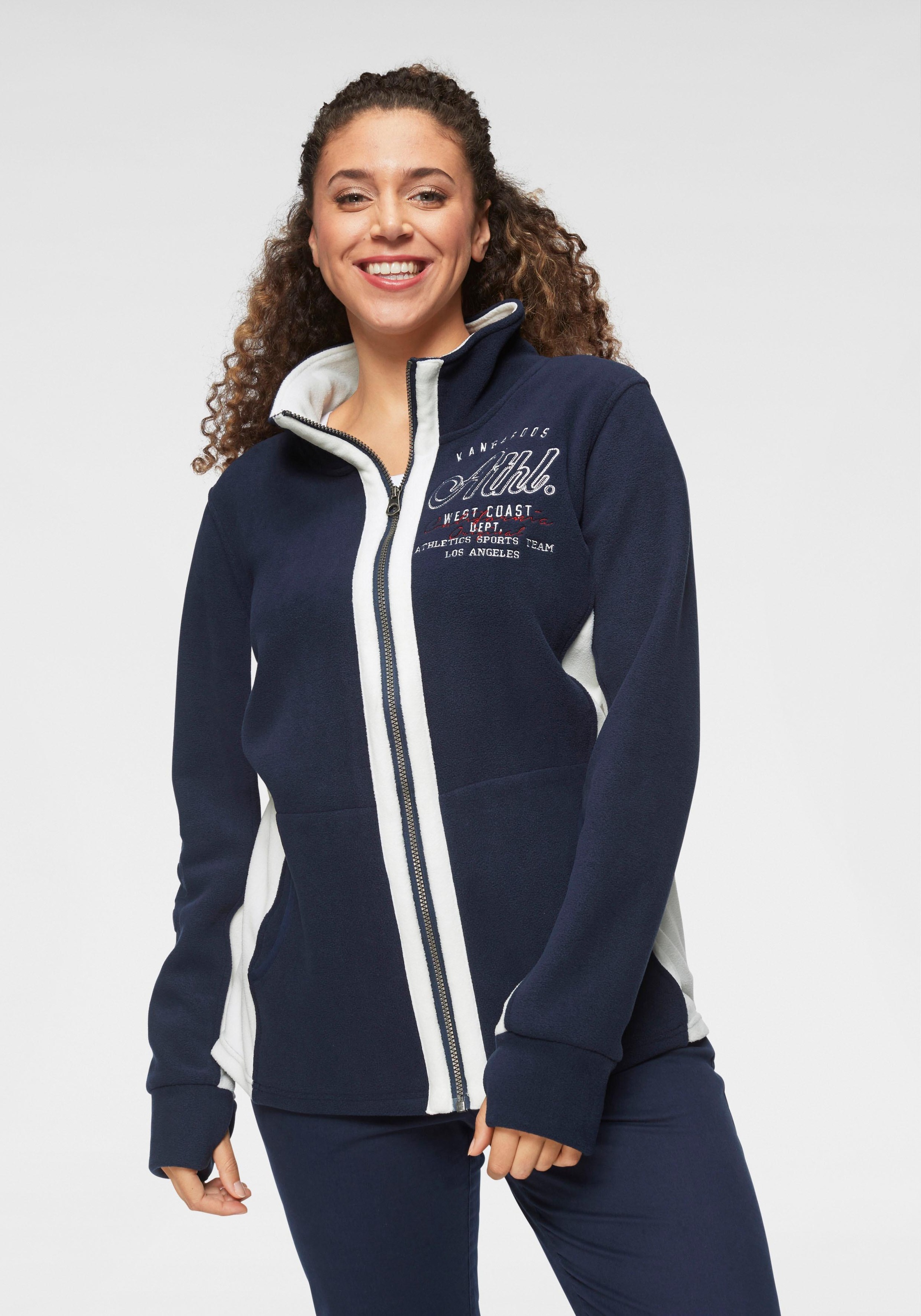 KangaROOS Fleecejacke, ohne Kapuze, für kalte Tage, schnelltrocknend, wärmend, figurbetonter Schnitt