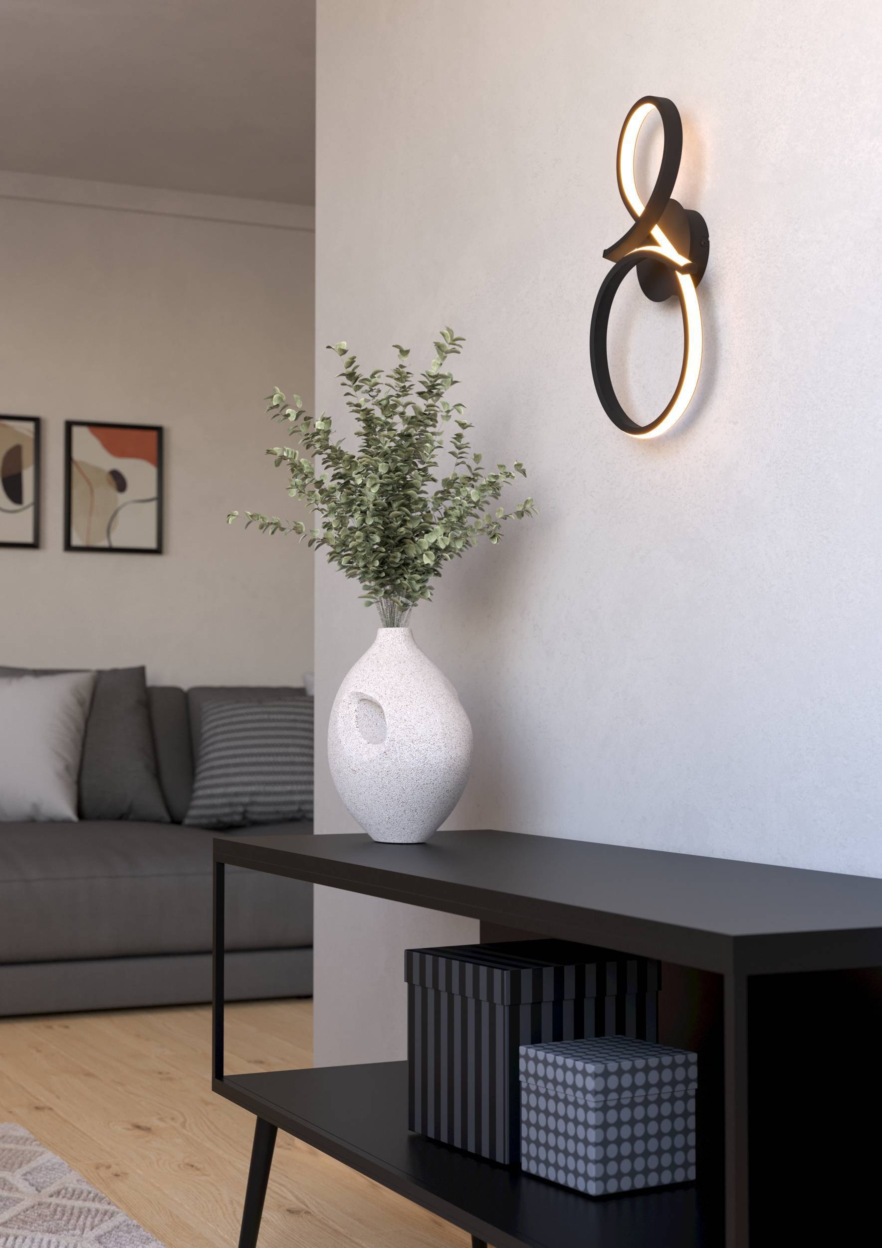 EGLO Wandleuchte »Serpins Wandleuchte, Wohnzimmerlampe, Metall und Kunststoff, Lampe« LED-Modul 1 Stk. Warmweiß Wand-/Deckenleuchte - L20,5 x H40 x AL7,5 cm - schwarz - 11,4W inkl.