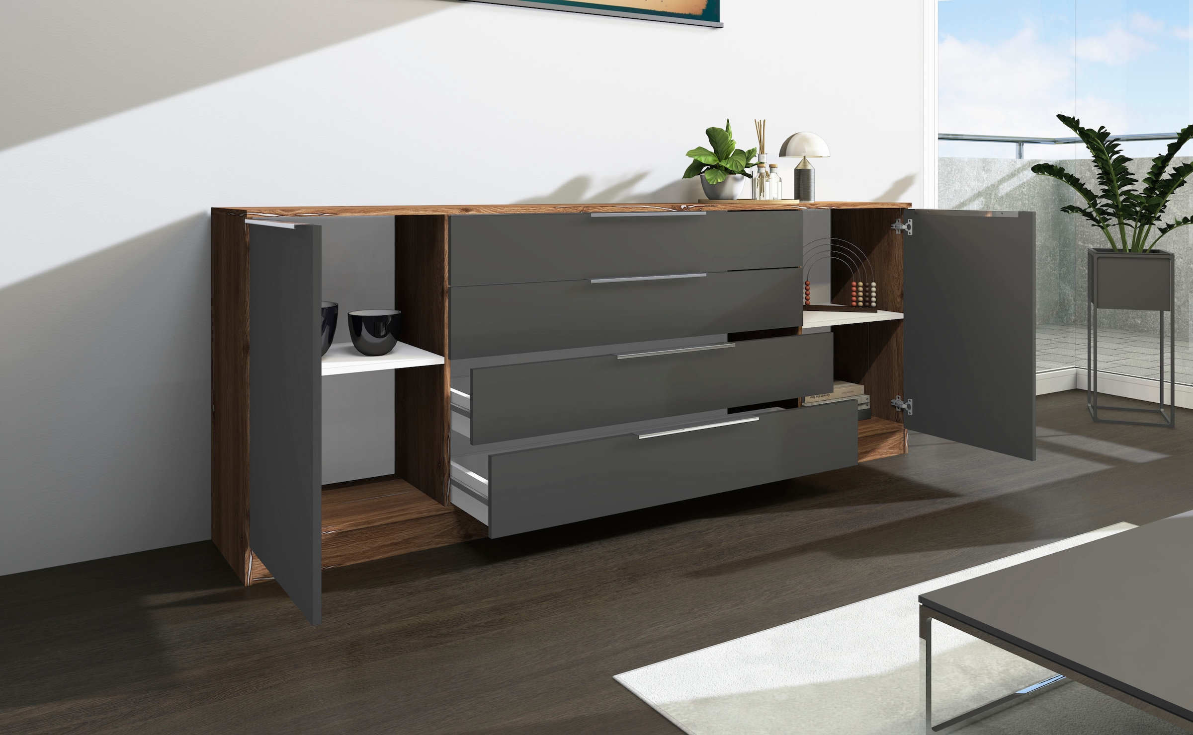 borchardt Möbel Kommode »Oliva«, Breite 200 cm, mit 4 Schubkästen