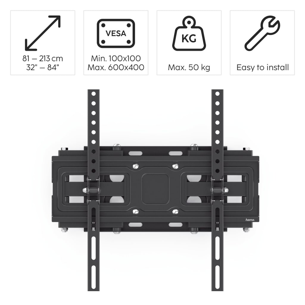 Hama TV-Wandhalterung »TV Wandhalter 81 - 213 cm (32"-84"), 43",50",55",65,75",vollbeweglich«, bis 213 cm Zoll